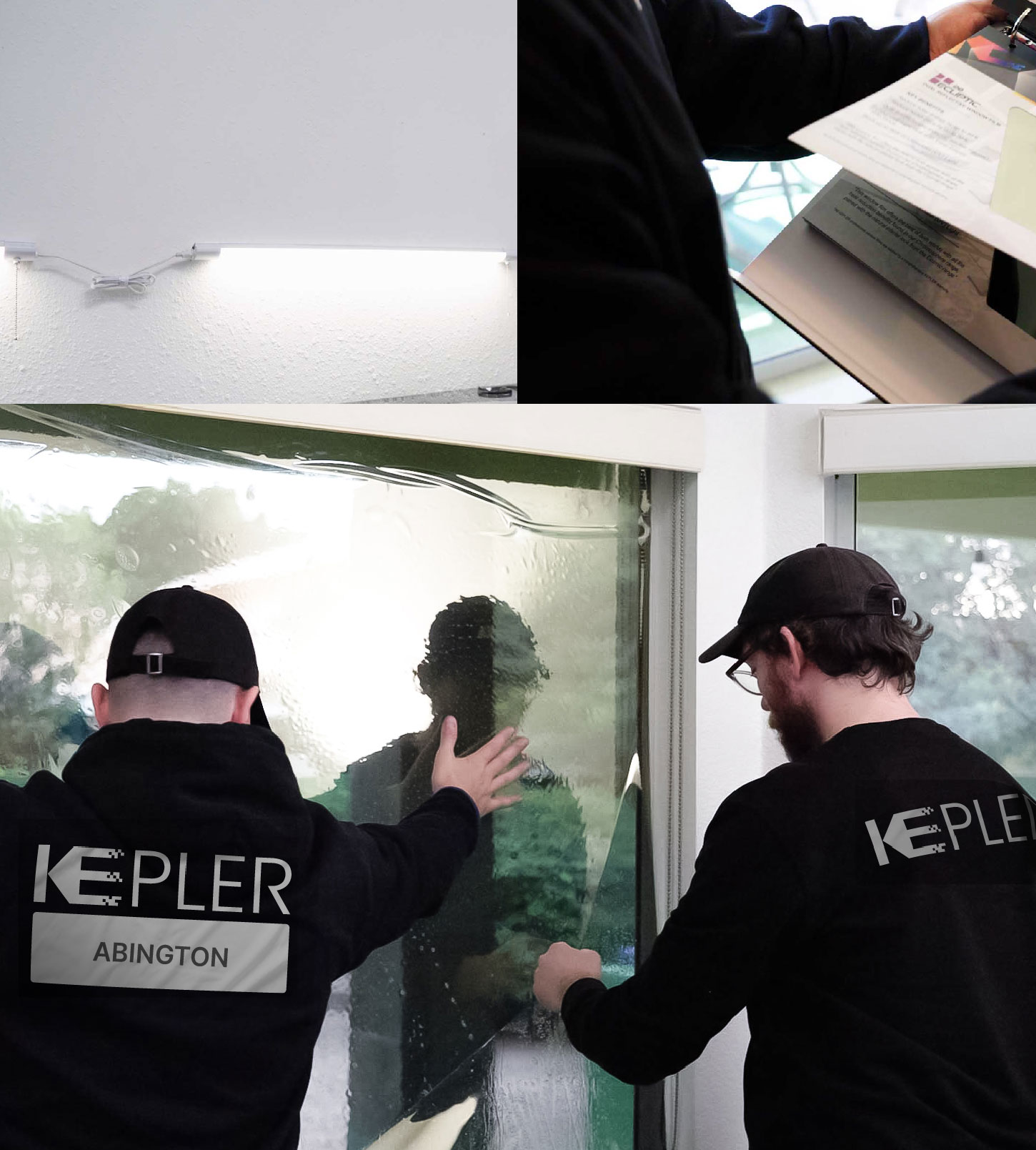 Kepler Technician Installing Advanced Window Tint to Home in Abington