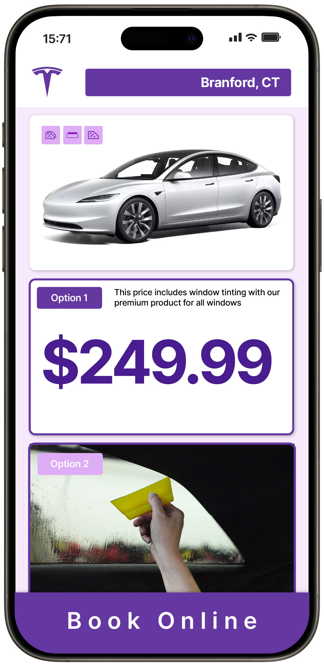 View Competitive Tesla Window Tinting Rates in Branford, Connecticut