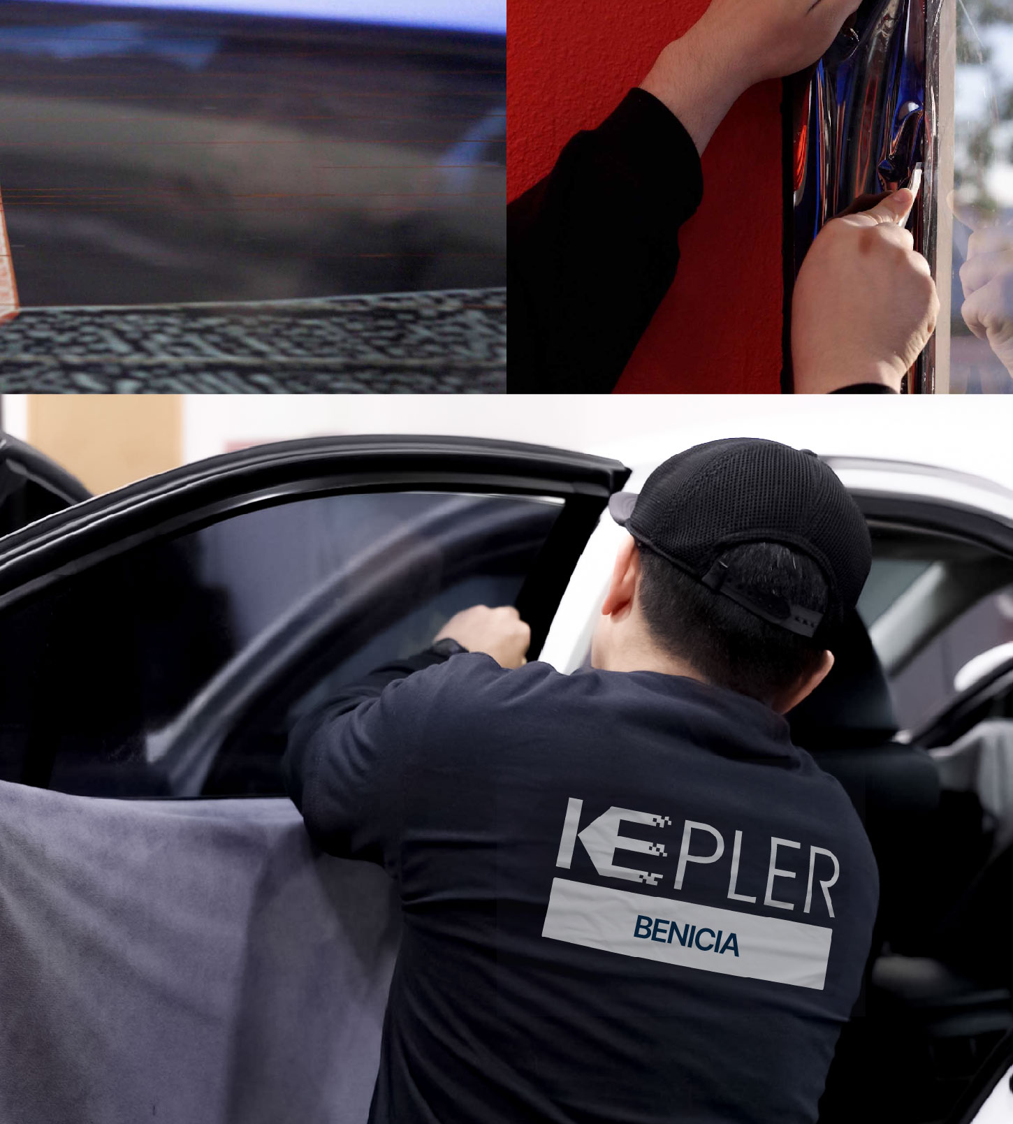 Automotive Window Tinting Expert Applying Film in Benicia, California