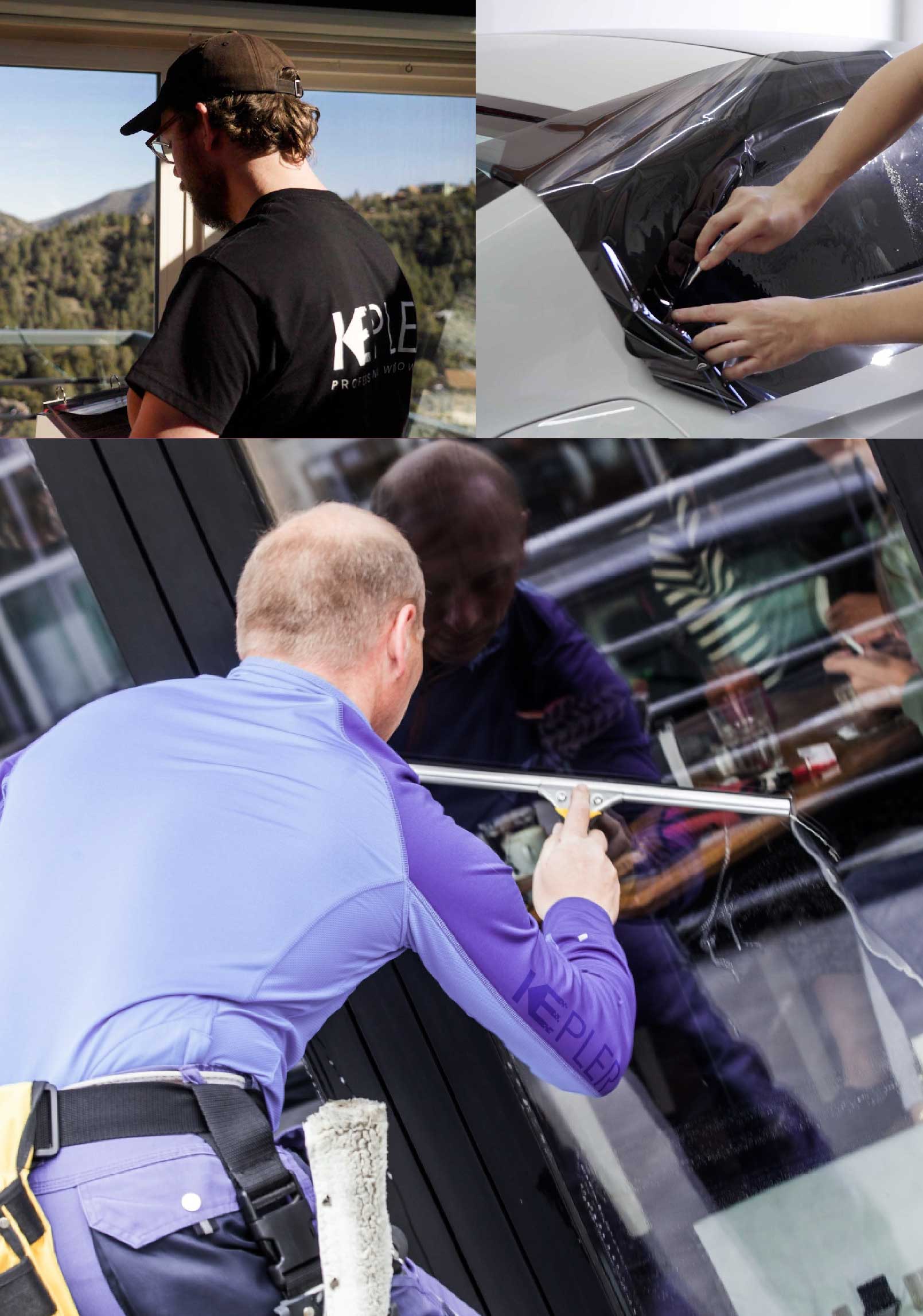 Kepler Expert Applying Anti-Graffiti Window Film to a Lake Jackson Shop Front