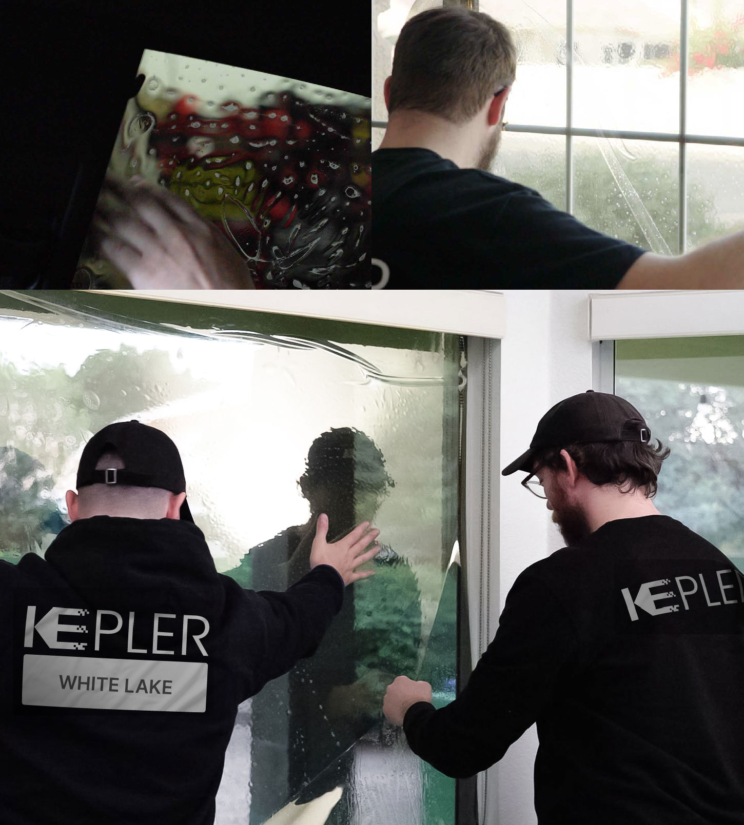 Expert Technician Applying Advanced Window Tint to Home in White Lake