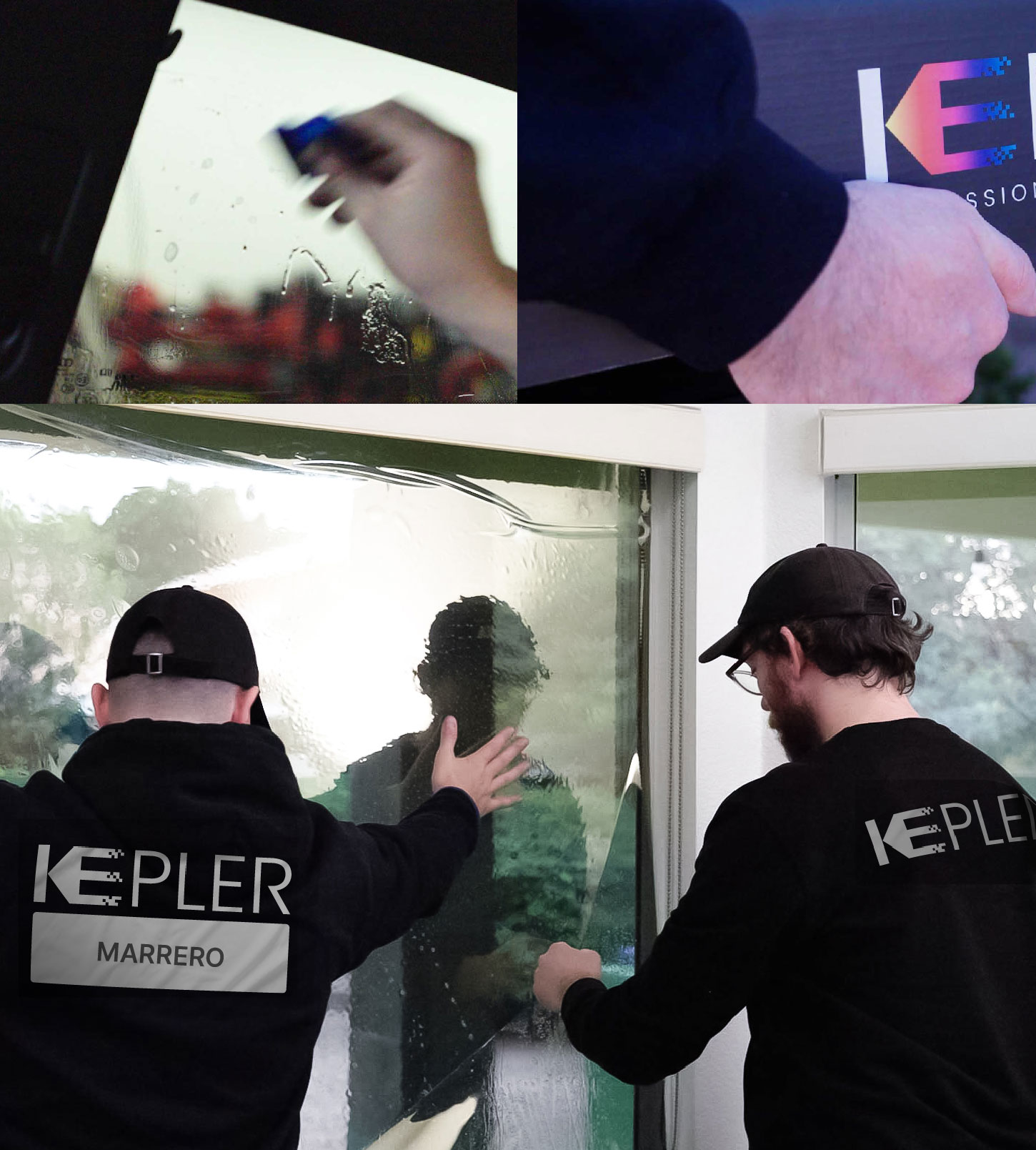 Expert Technician Applying Ceramic Window Tint to Home in Marrero