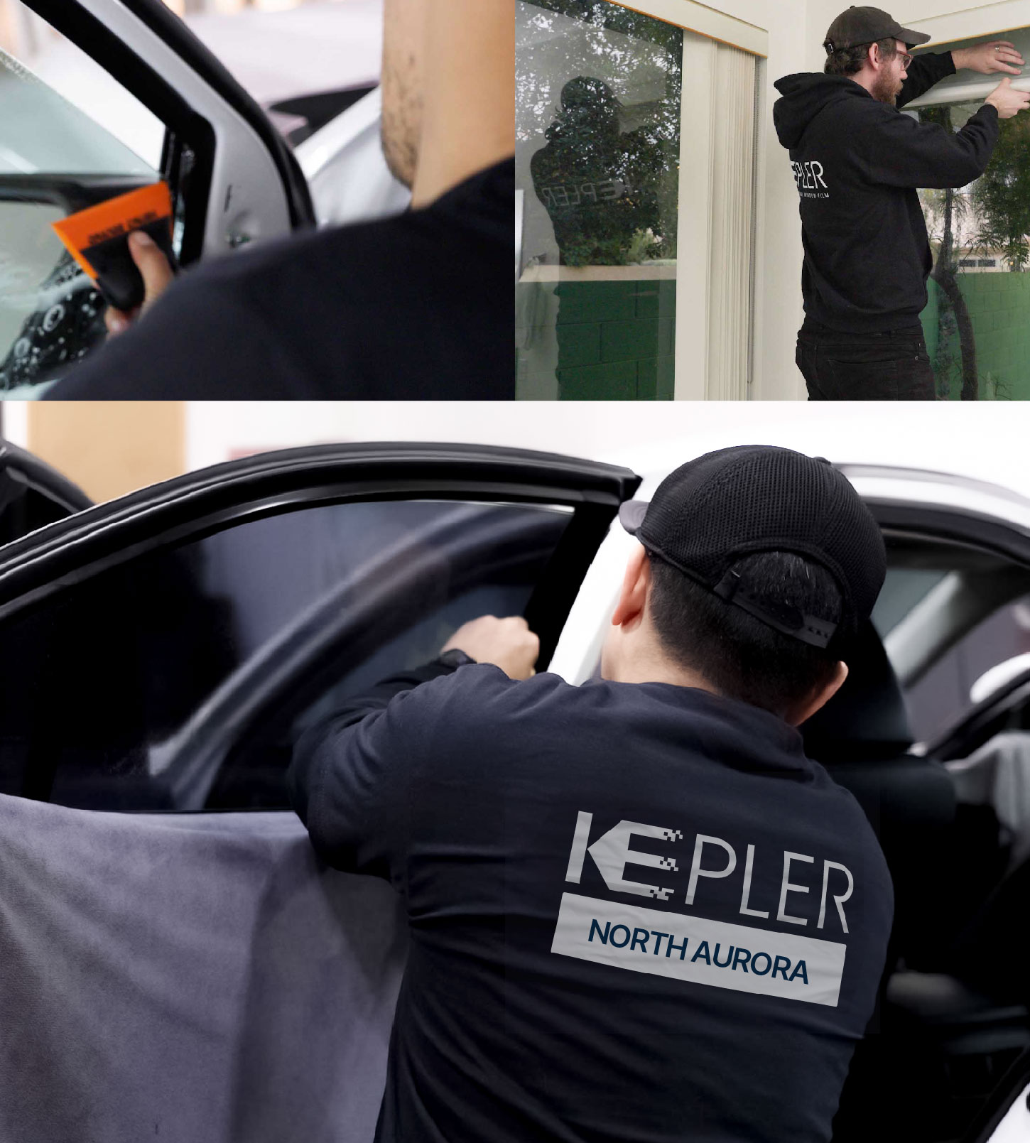 Automotive Window Tinting Expert Applying Film in North Aurora, Illinois