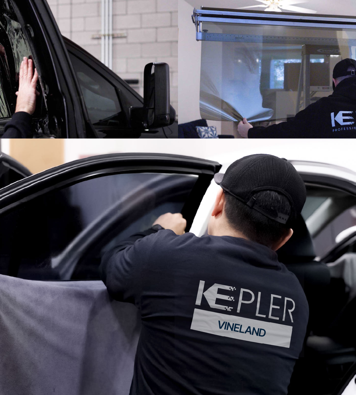 Automotive Window Tinting Expert Applying Film in Vineland, New Jersey