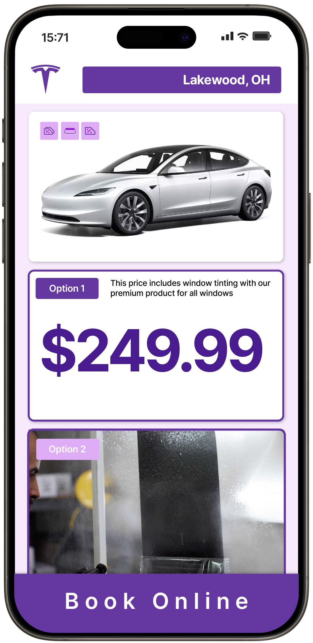 View Competitive Tesla Window Tinting Rates in Lakewood, Ohio
