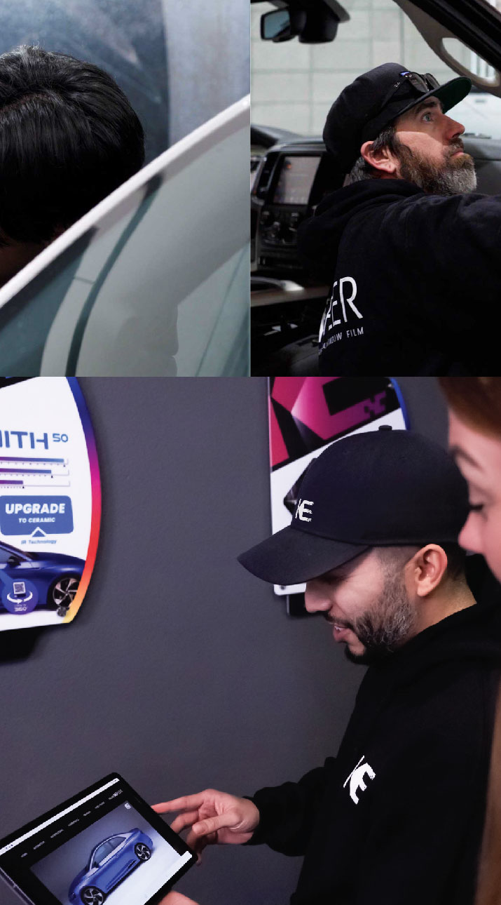 Kepler Dealer Showing Car Window Film Options to Customer in Lake Oswego, Oregon