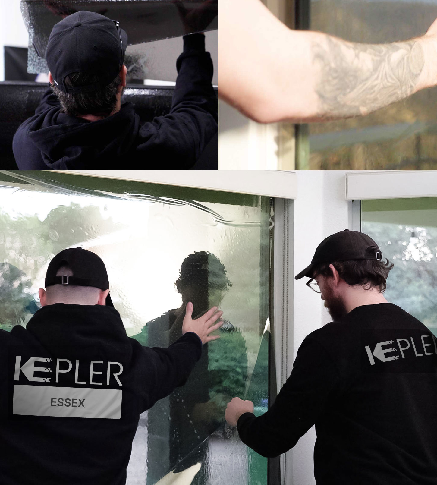 Kepler Technician Applying Advanced Window Tint to Home in Essex
