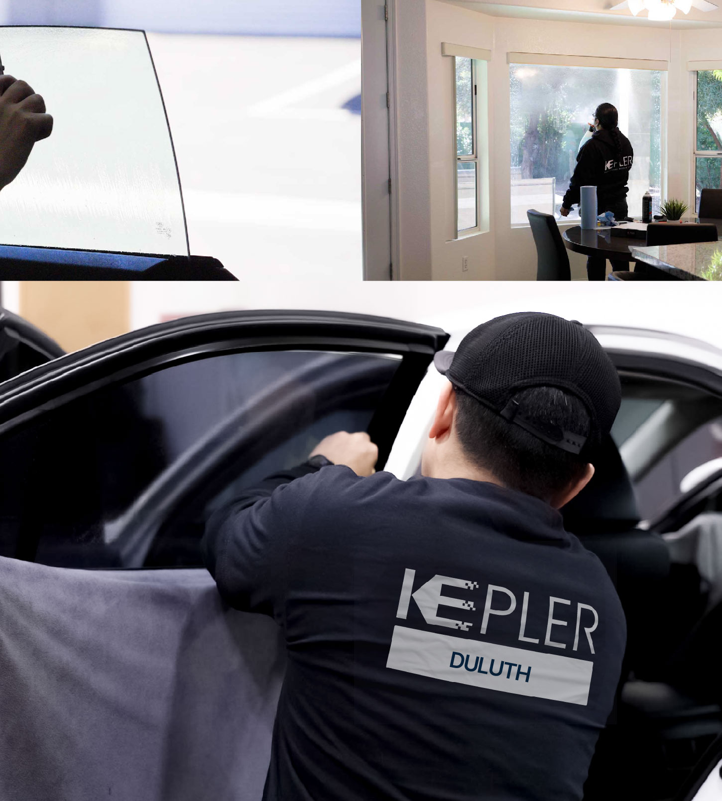 Automotive Window Tinting Expert Applying Film in Duluth, Minnesota