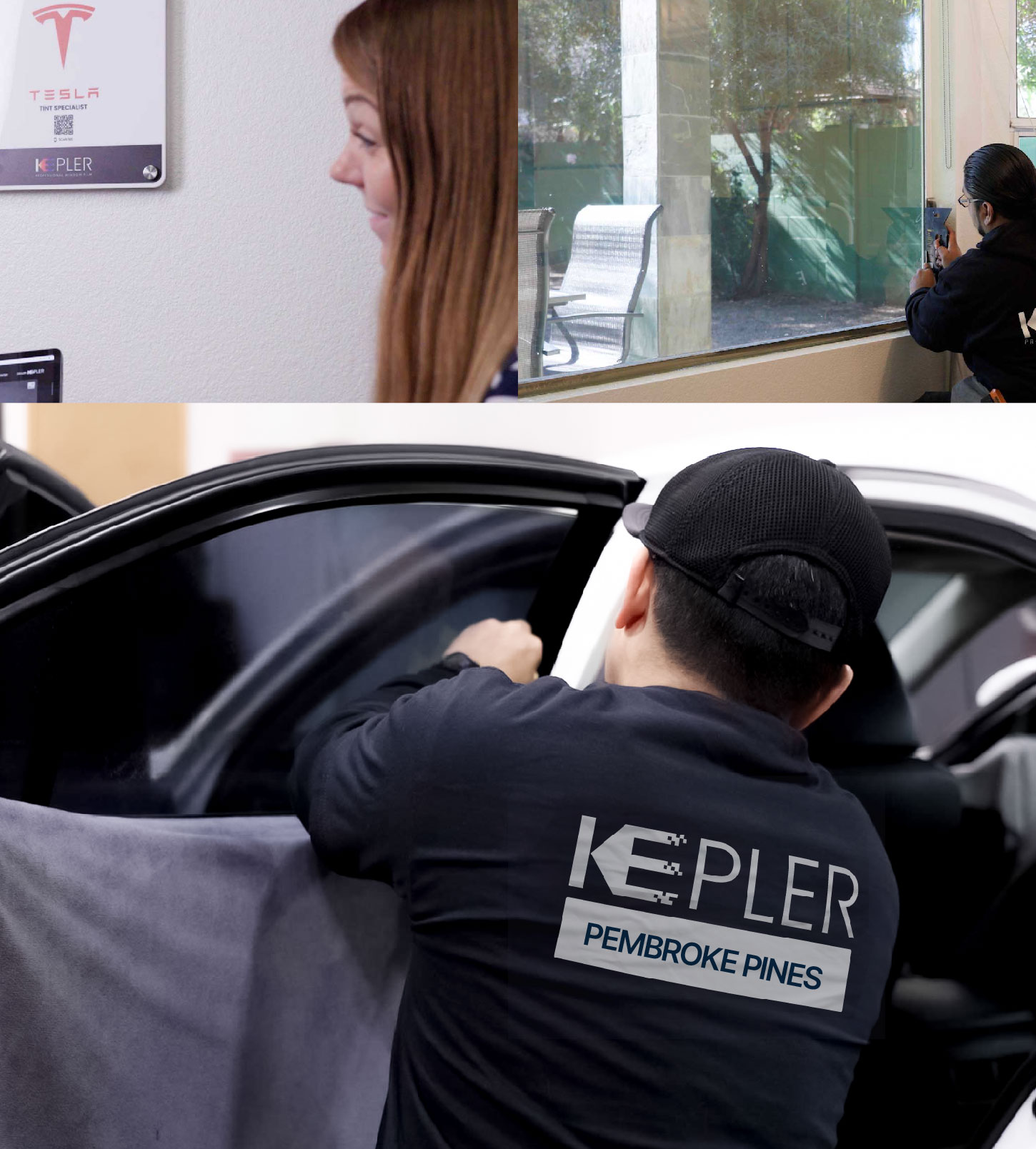 Automotive Window Tinting Expert Applying Film in Pembroke Pines, Florida
