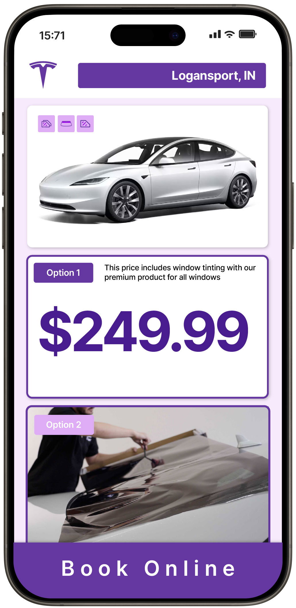 View Affordable Tesla Window Tinting Rates in Logansport, Indiana