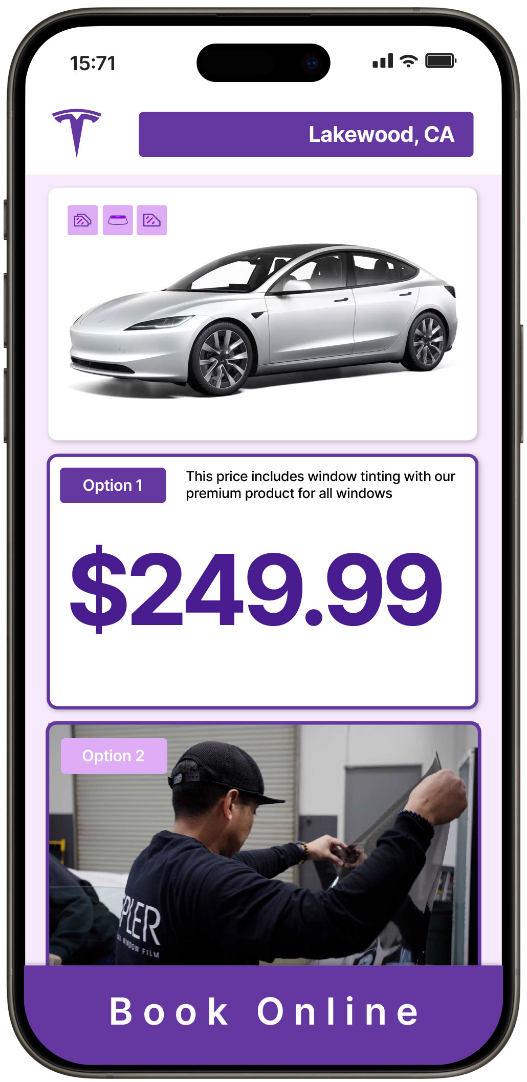 View Competitive Tesla Window Tinting Prices in Lakewood, California