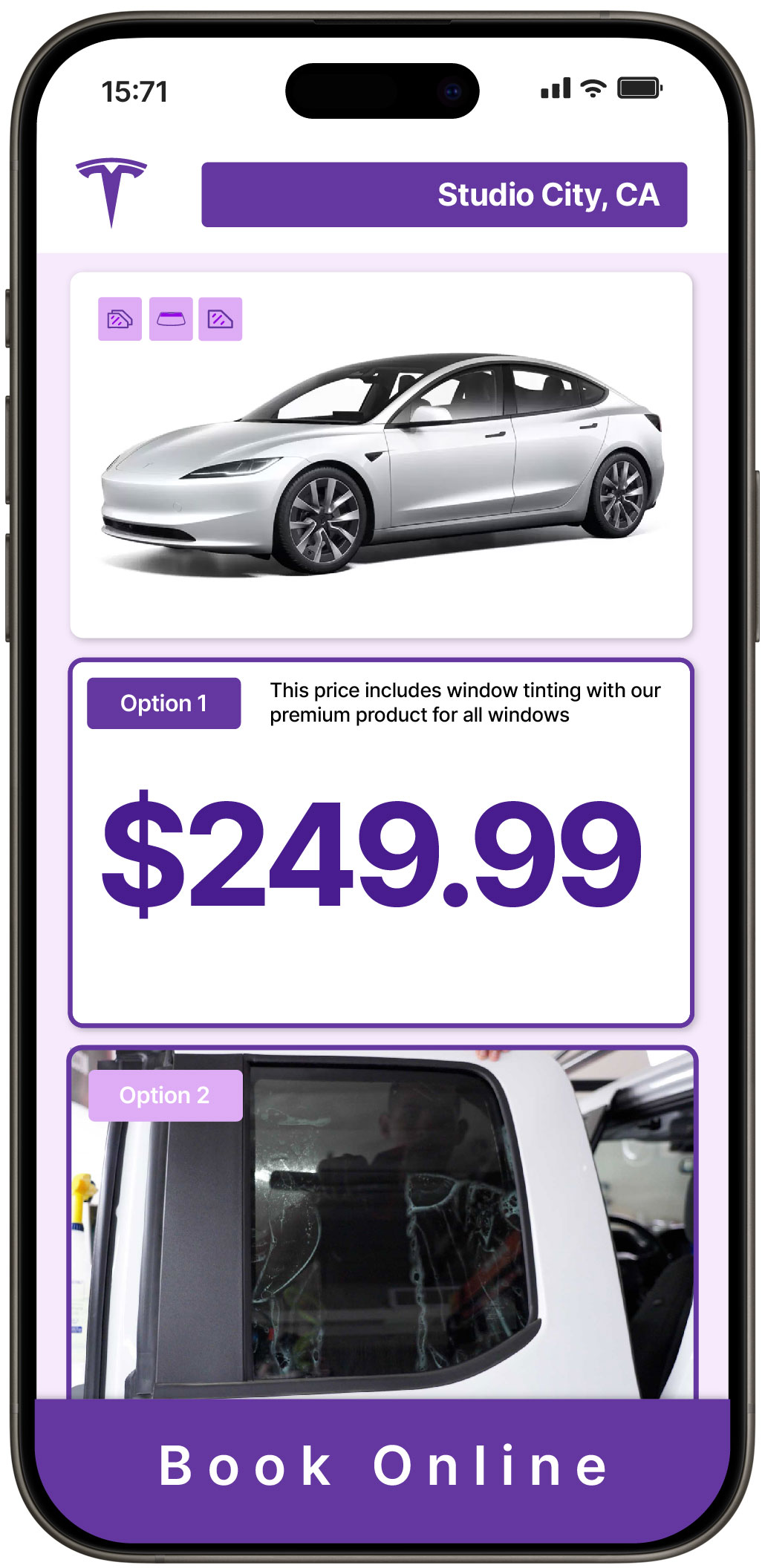 View Competitive Tesla Window Tinting Costs in Studio City, California