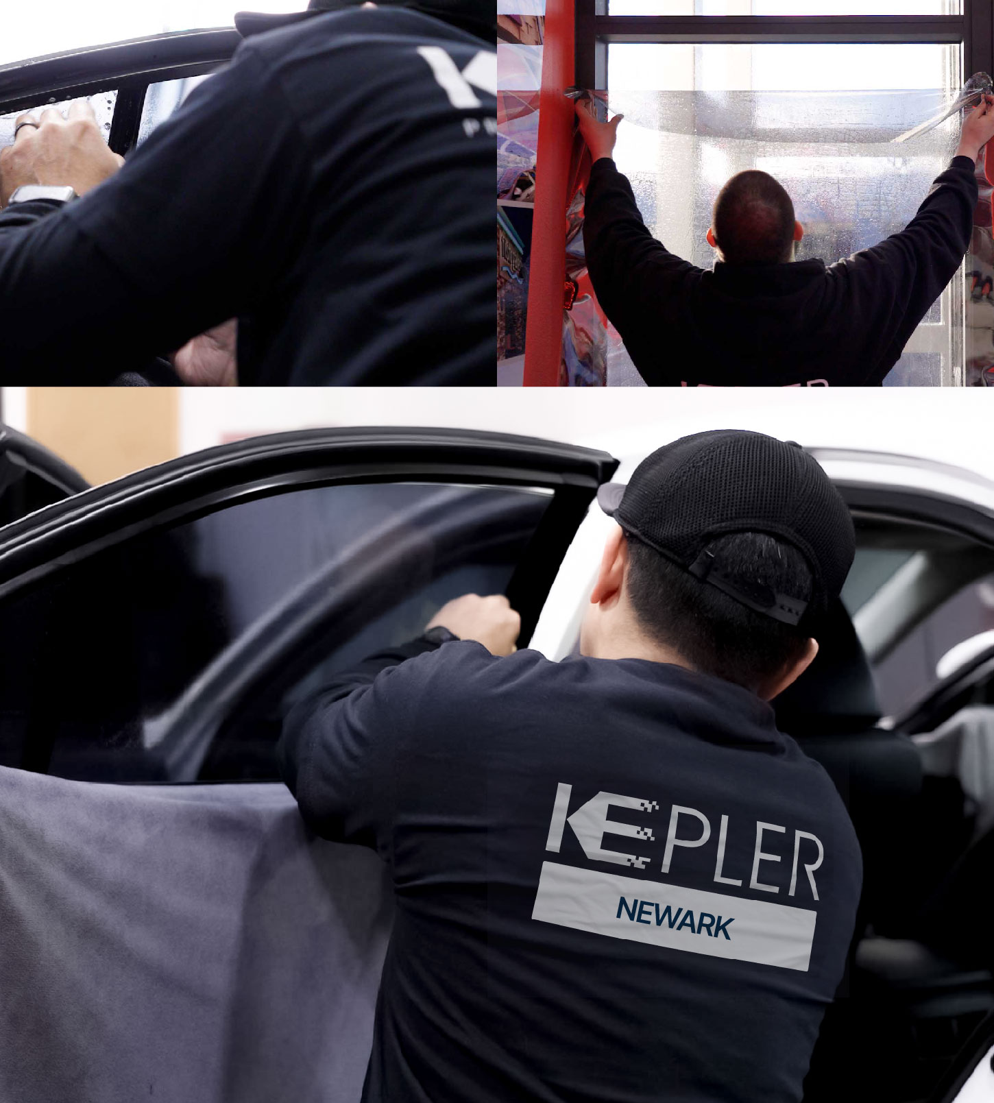 Automotive Window Tinting Expert Applying Film in Newark, California