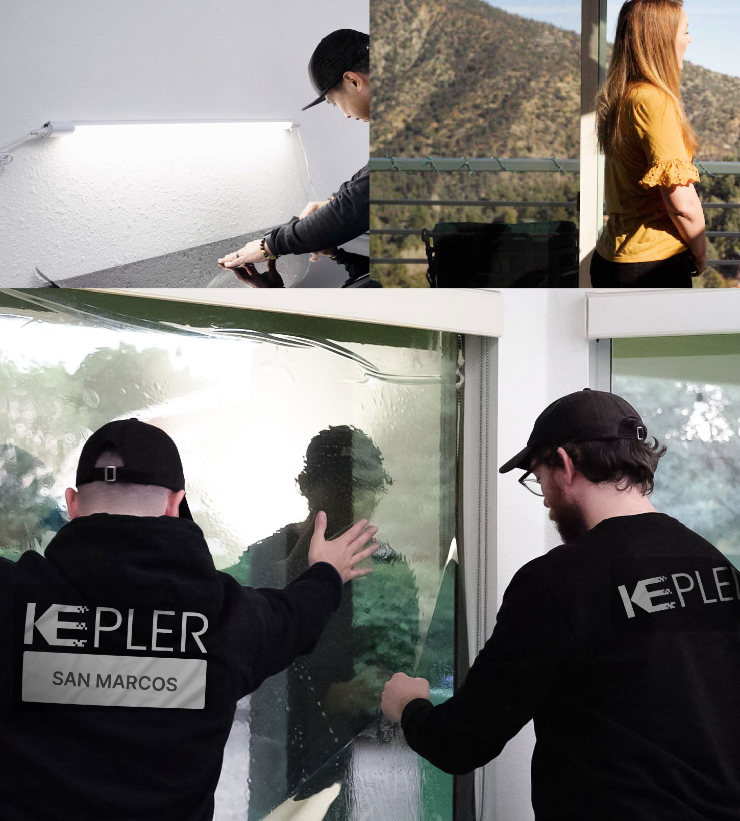 Expert Technician Fitting Advanced Window Tint to Home in San Marcos