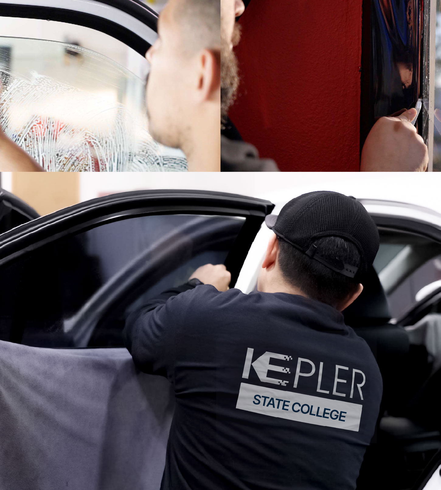 Automotive Window Tinting Expert Applying Film in State College, Pennsylvania