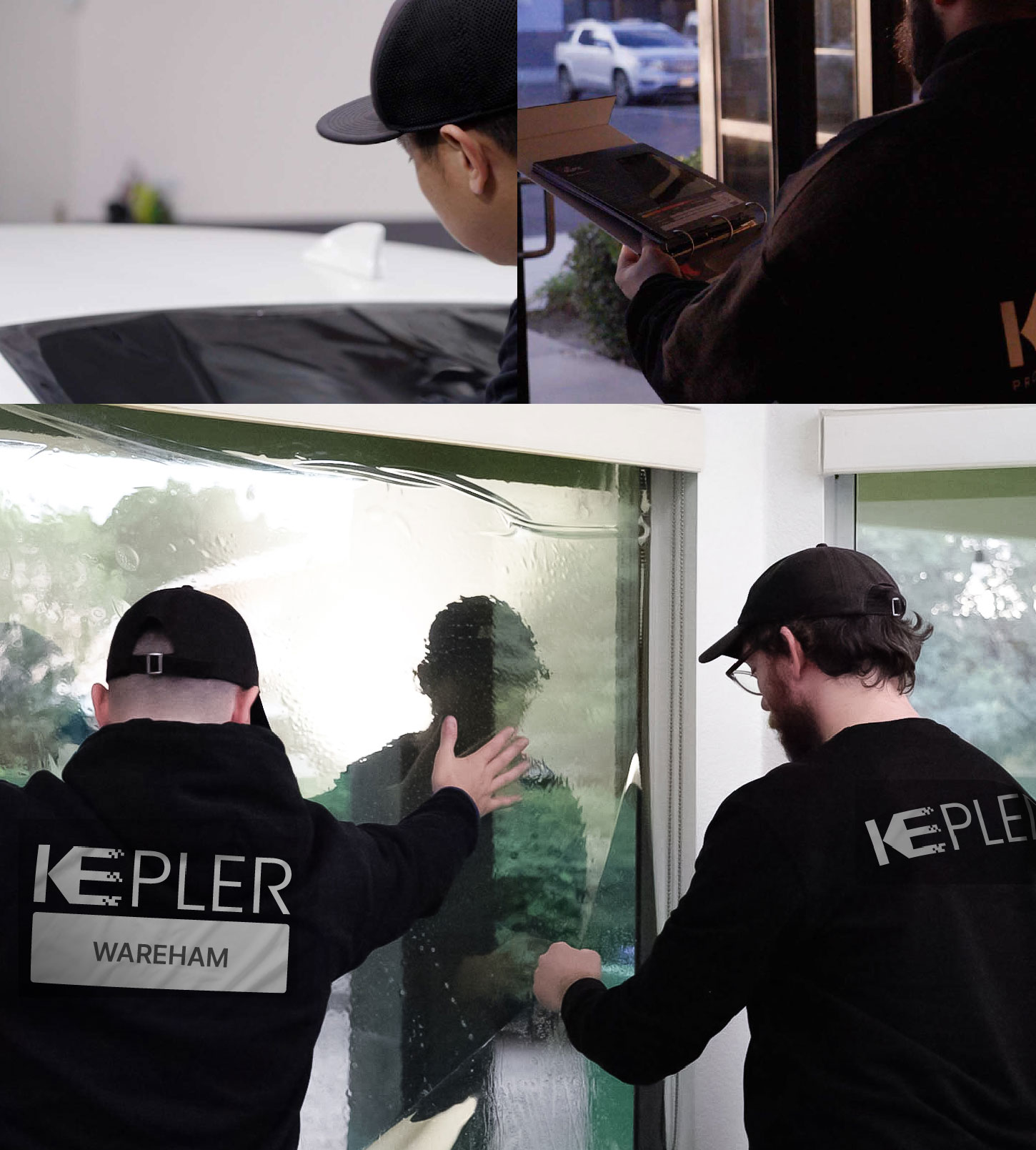 Kepler Technician Fitting High-tech Window Tint to Home in Wareham
