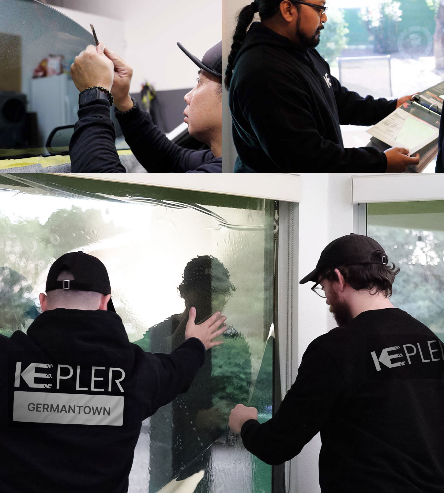 Kepler Technician Fitting Advanced Window Tint to Home in Germantown