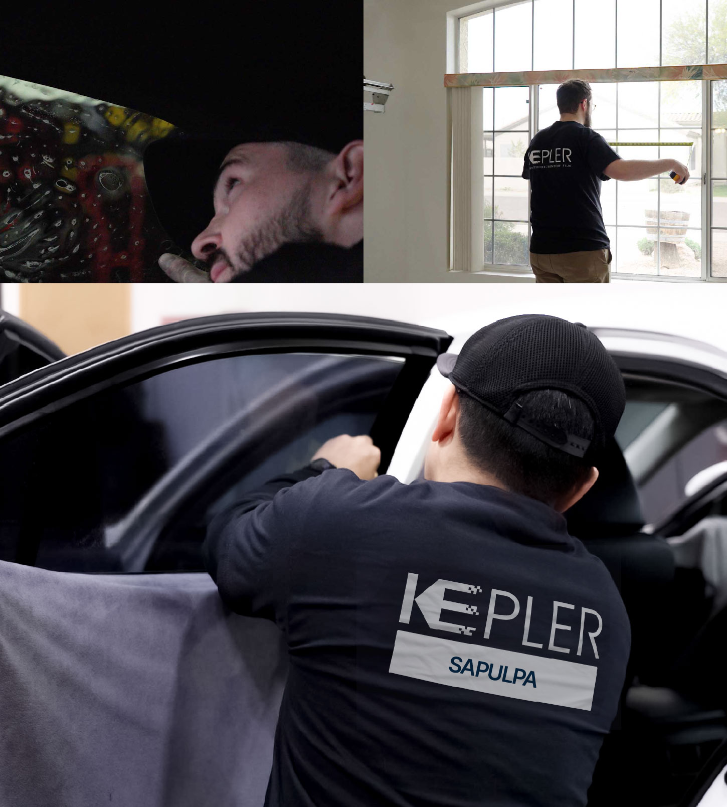 Automotive Window Tinting Expert Applying Film in Sapulpa, Oklahoma