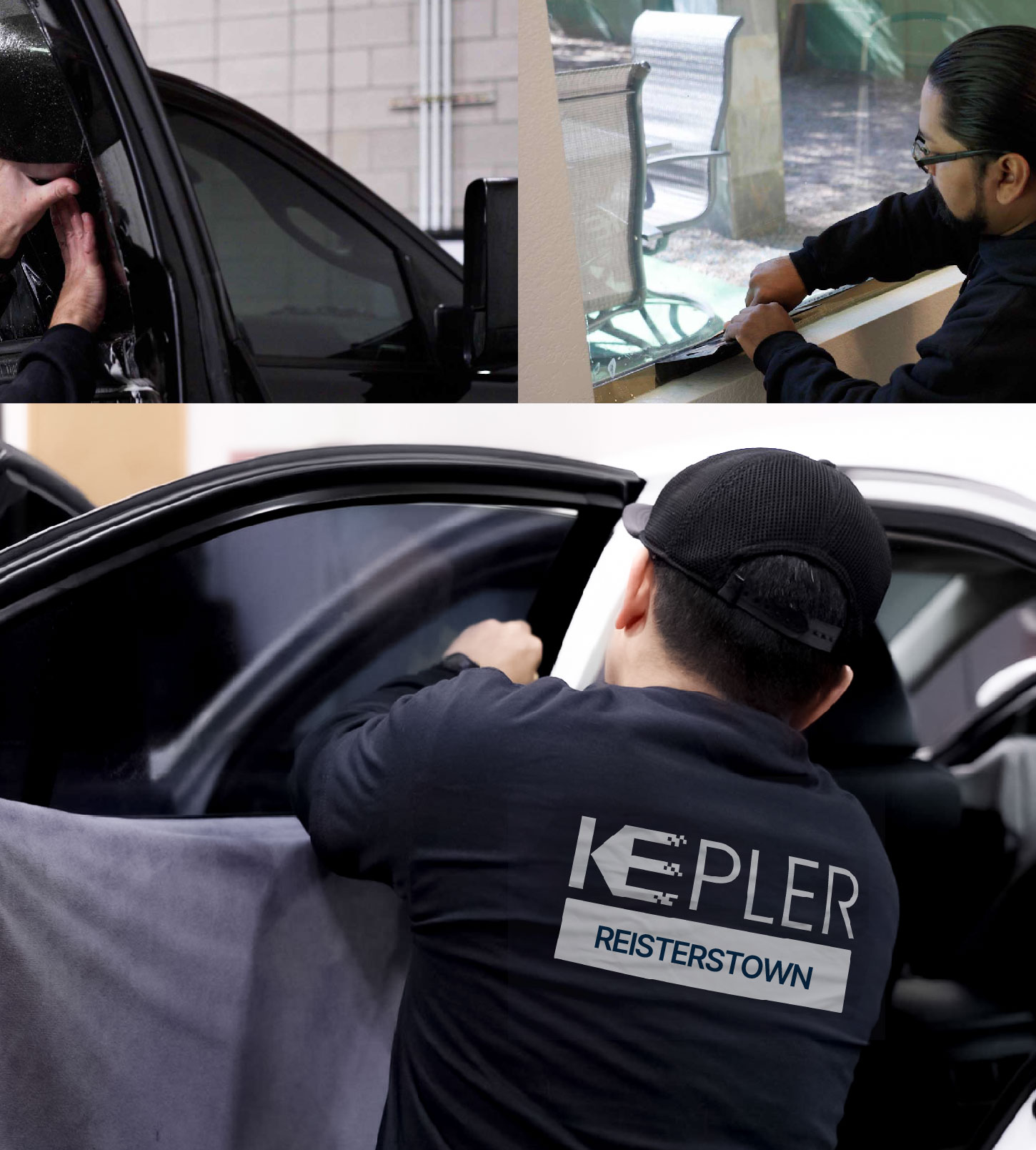 Automotive Window Tinting Expert Applying Film in Reisterstown, Maryland