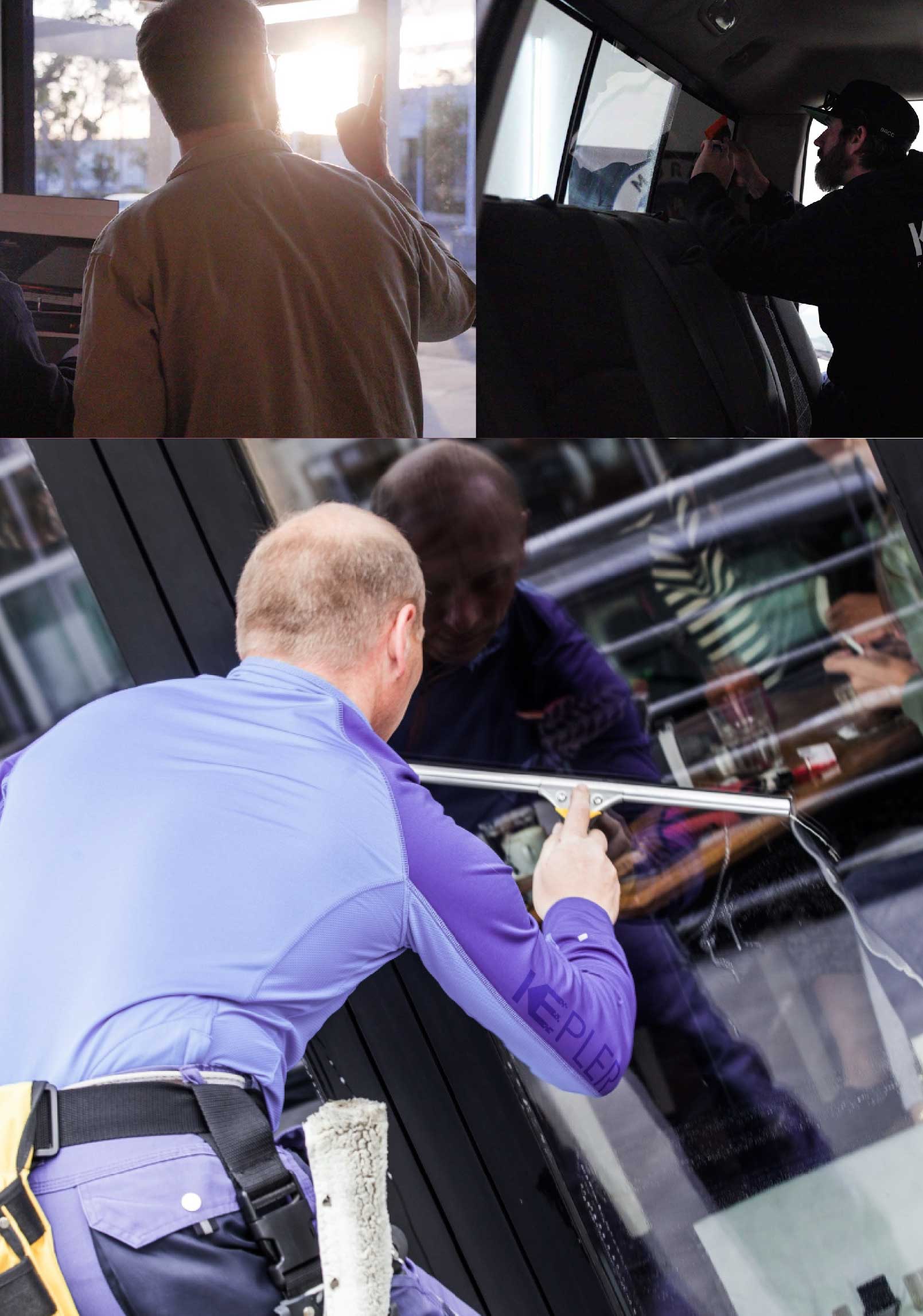 Kepler Skilled Applying Anti-Graffiti Window Film to a Geneva Shop Front