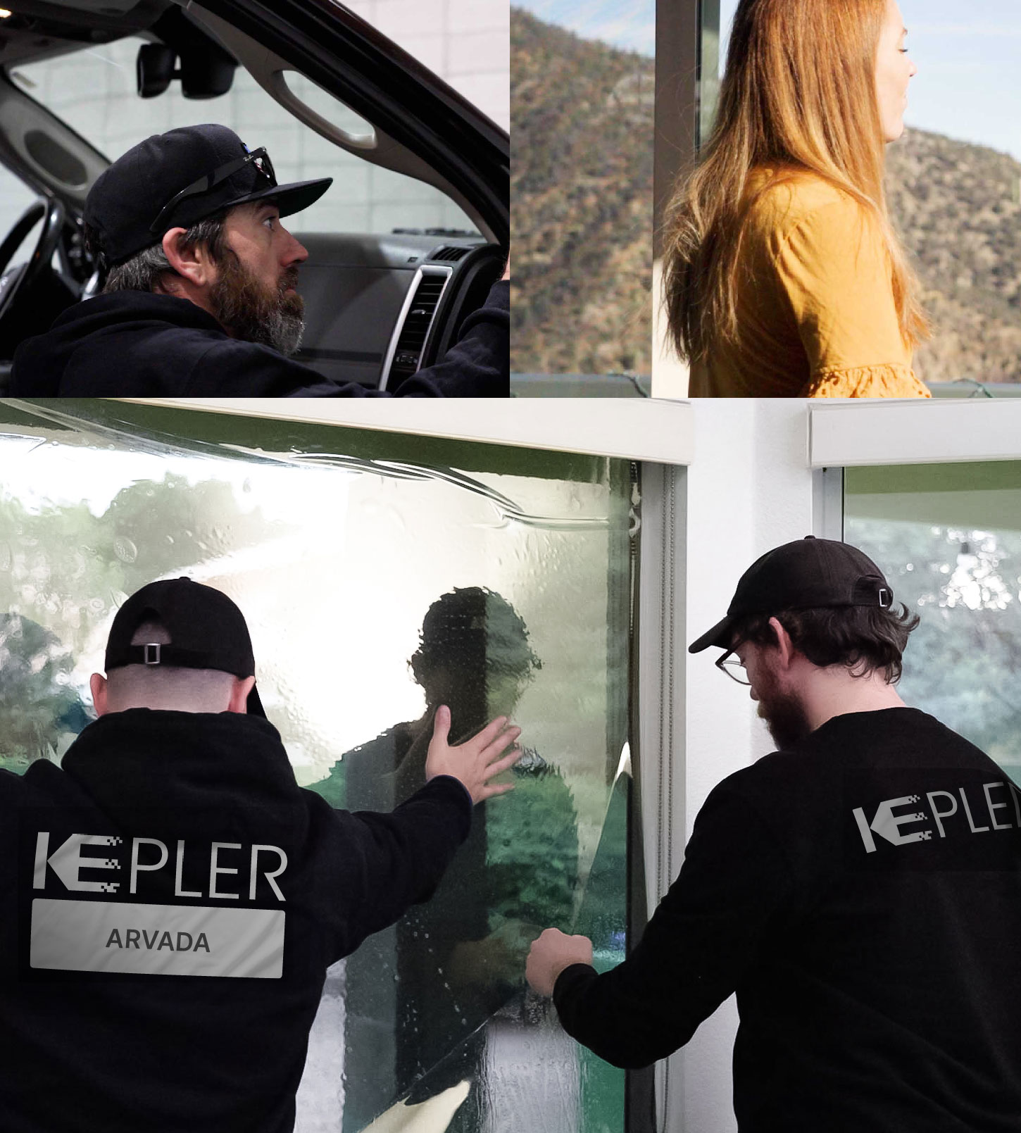 Kepler Technician Installing Ceramic Window Tint to Home in Arvada