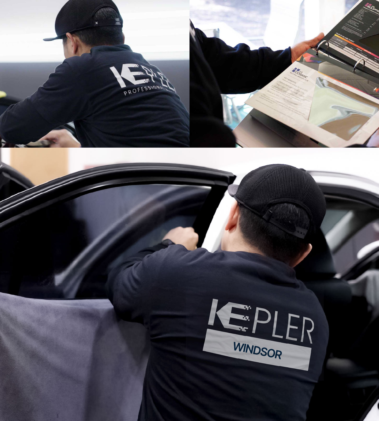 Automotive Window Tinting Expert Applying Film in Windsor, Colorado