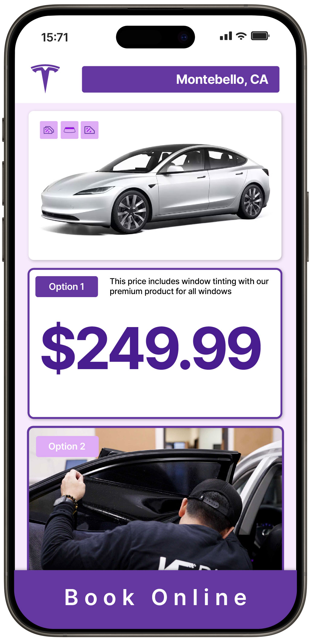 View Competitive Tesla Window Tinting Costs in Montebello, California