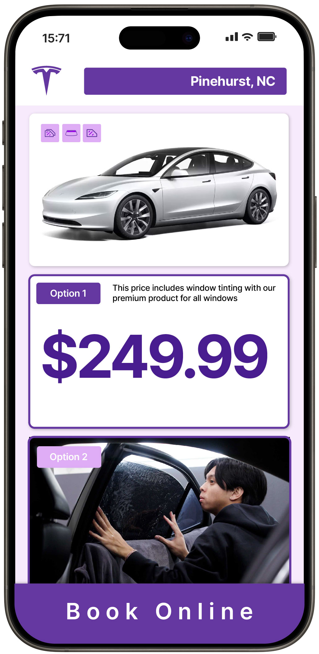 View Competitive Tesla Window Tinting Rates in Pinehurst, North Carolina