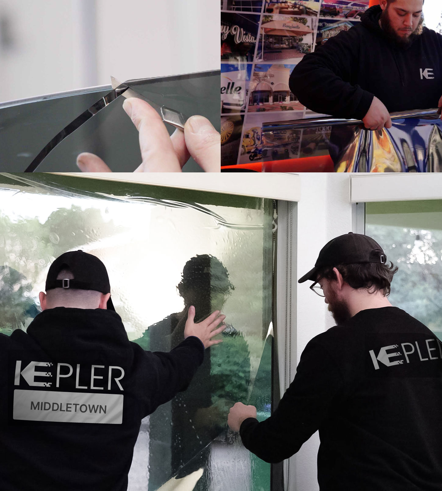 Kepler Technician Fitting Ceramic Window Tint to Home in Middletown