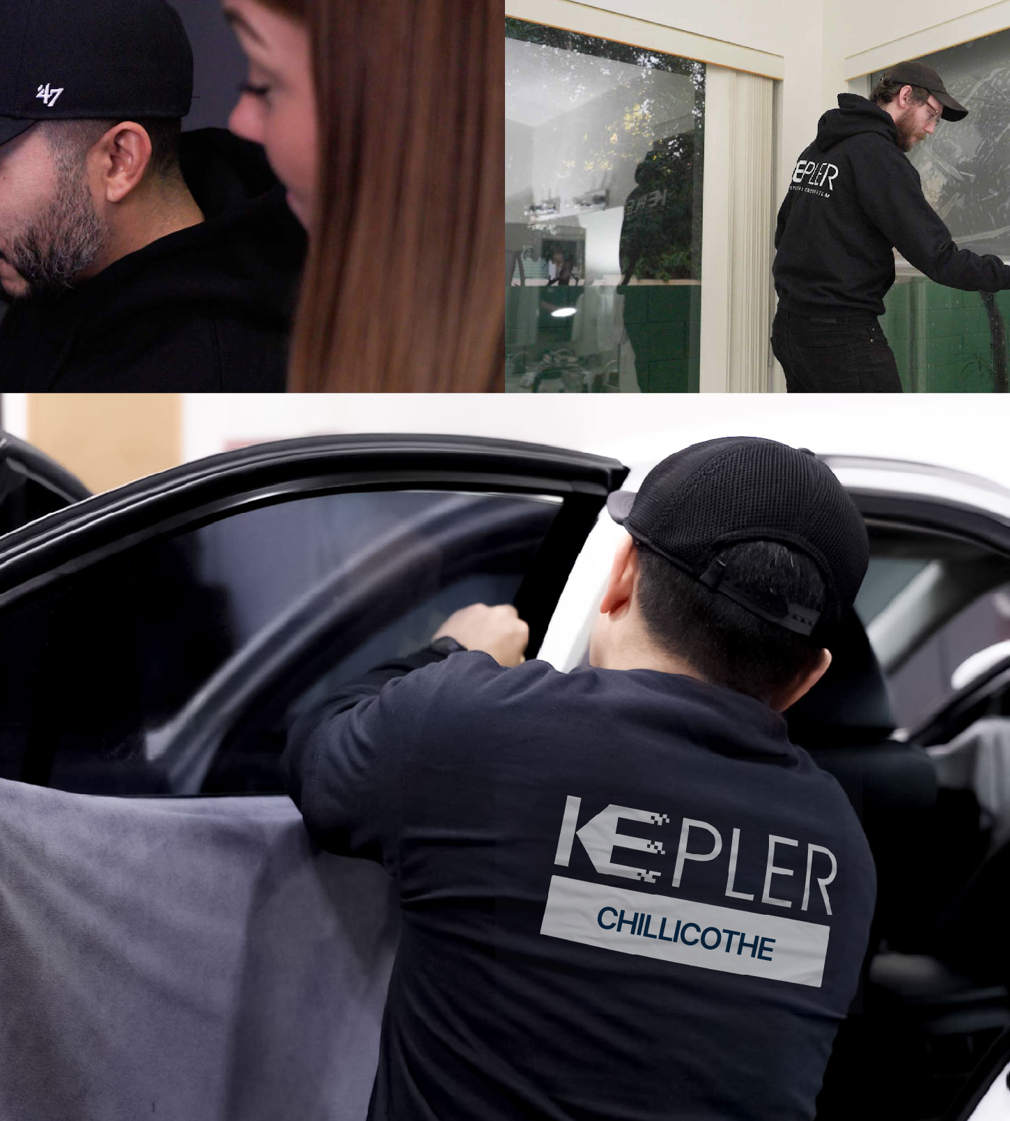 Automotive Window Tinting Expert Applying Film in Chillicothe, Ohio