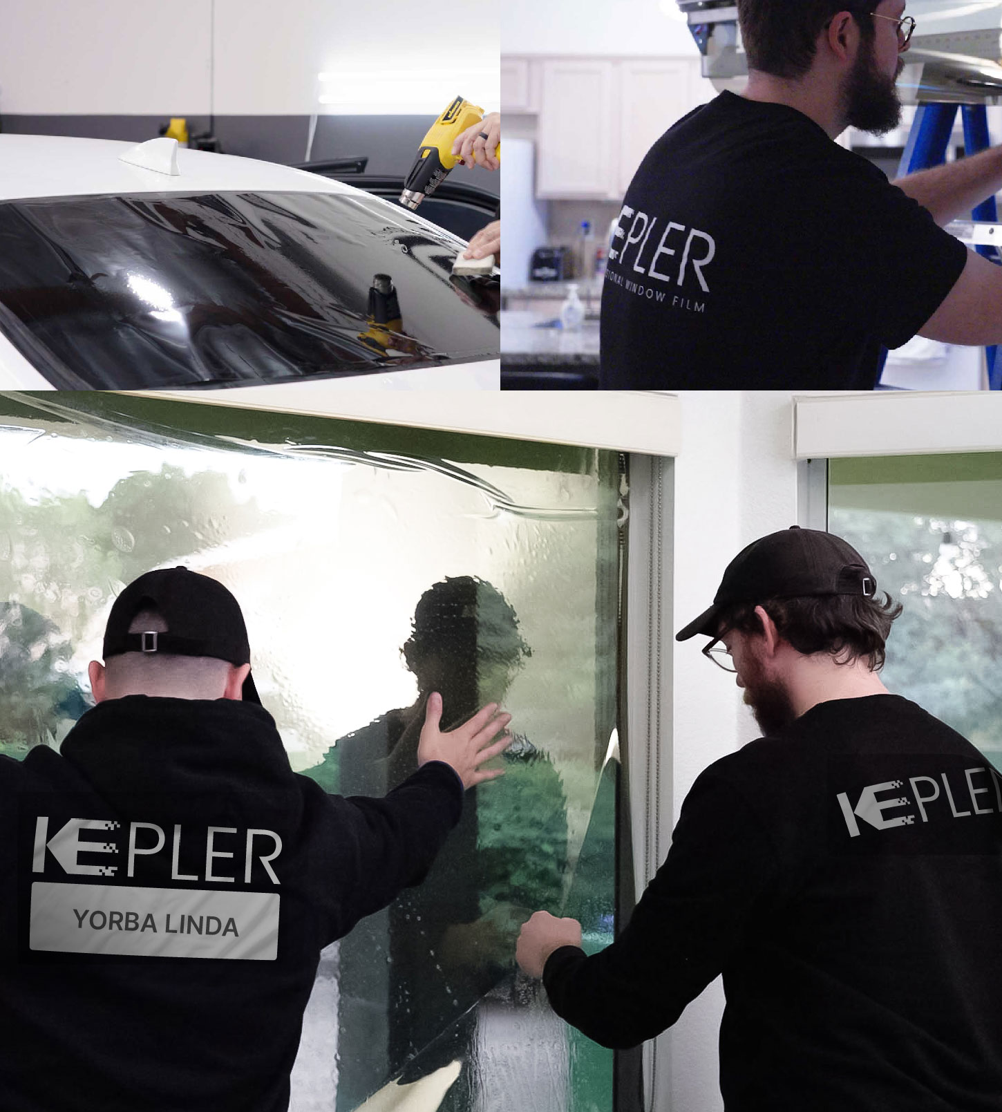 Expert Technician Installing High-tech Window Tint to Home in Yorba Linda