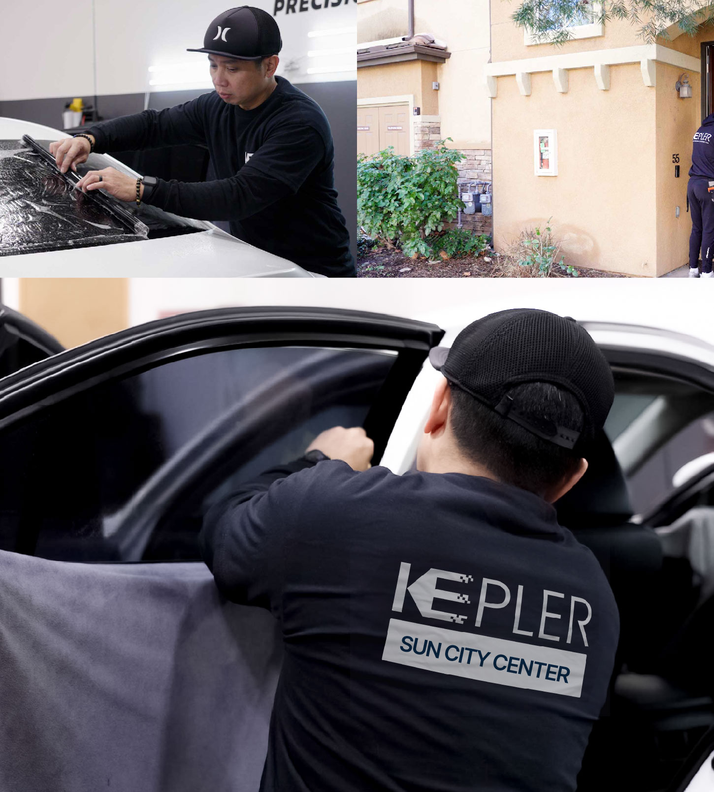 Automotive Window Tinting Expert Applying Film in Sun City Center, Florida