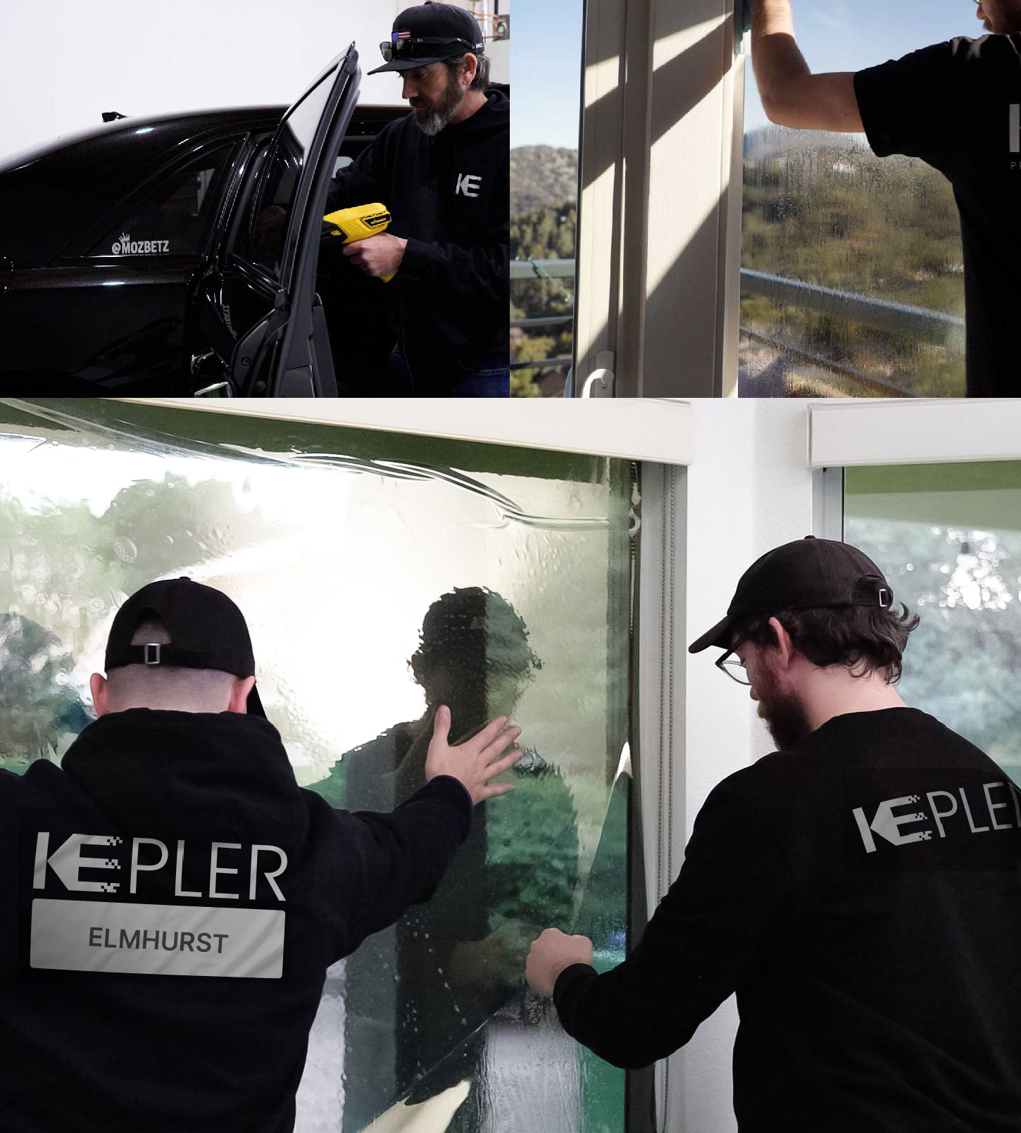 Kepler Technician Applying Advanced Window Tint to Home in Elmhurst