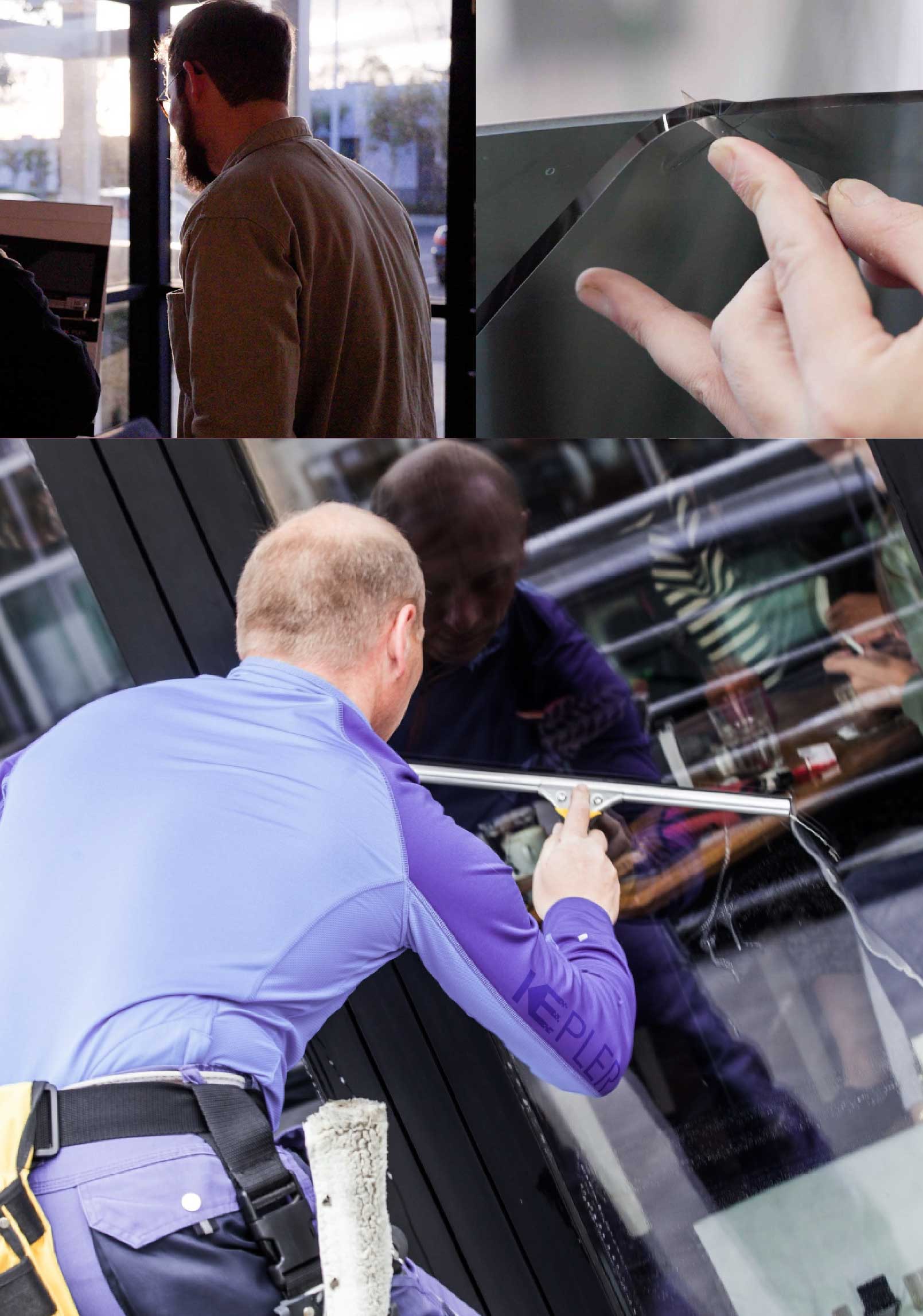 Kepler Expert Applying Anti-Graffiti Window Film to a Euless Shop Front