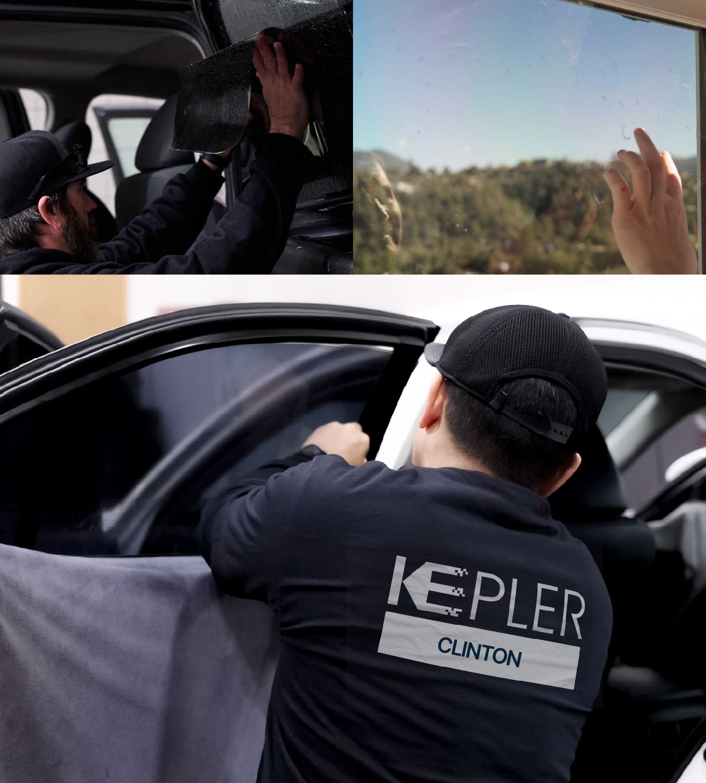 Automotive Window Tinting Expert Applying Film in Clinton, Maryland