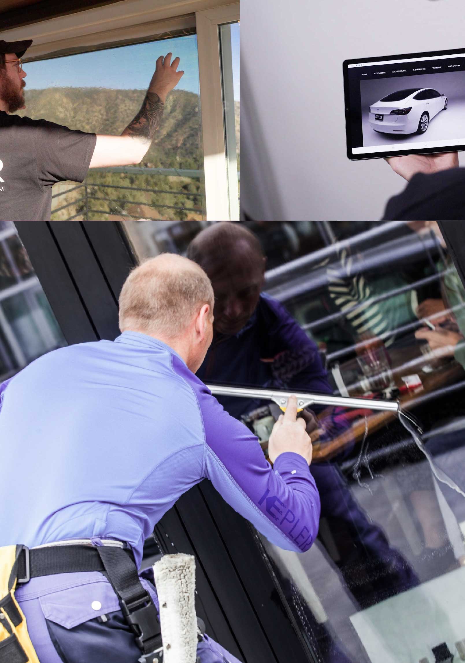 Kepler Professional Applying Anti-Graffiti Window Film to a Redlands Shop Front