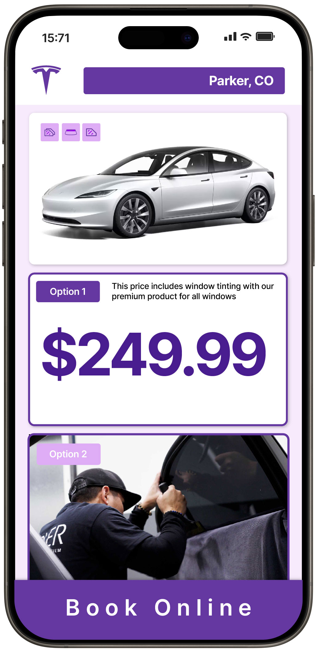View Reasonable Tesla Window Tinting Rates in Parker, Colorado