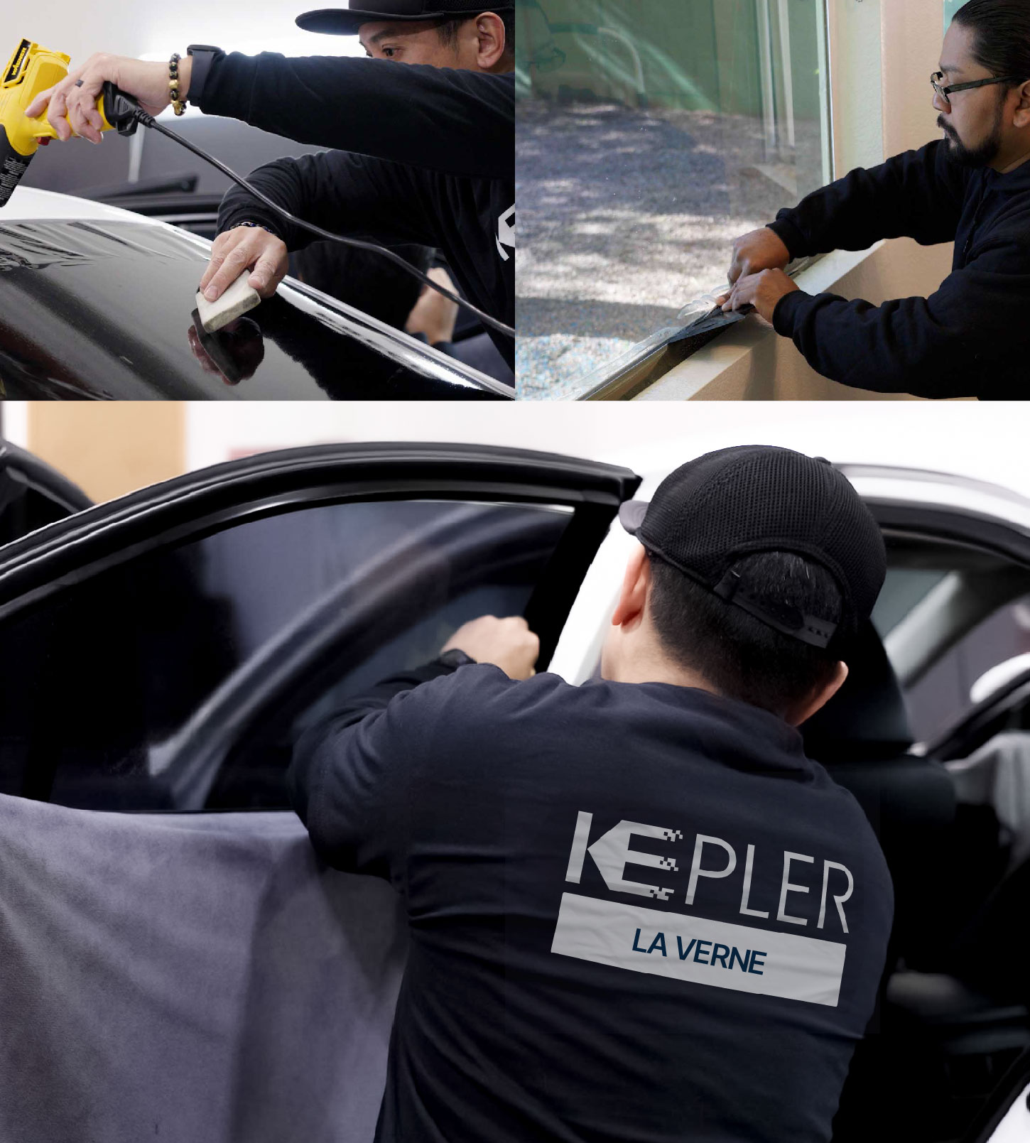 Automotive Window Tinting Expert Applying Film in La Verne, California