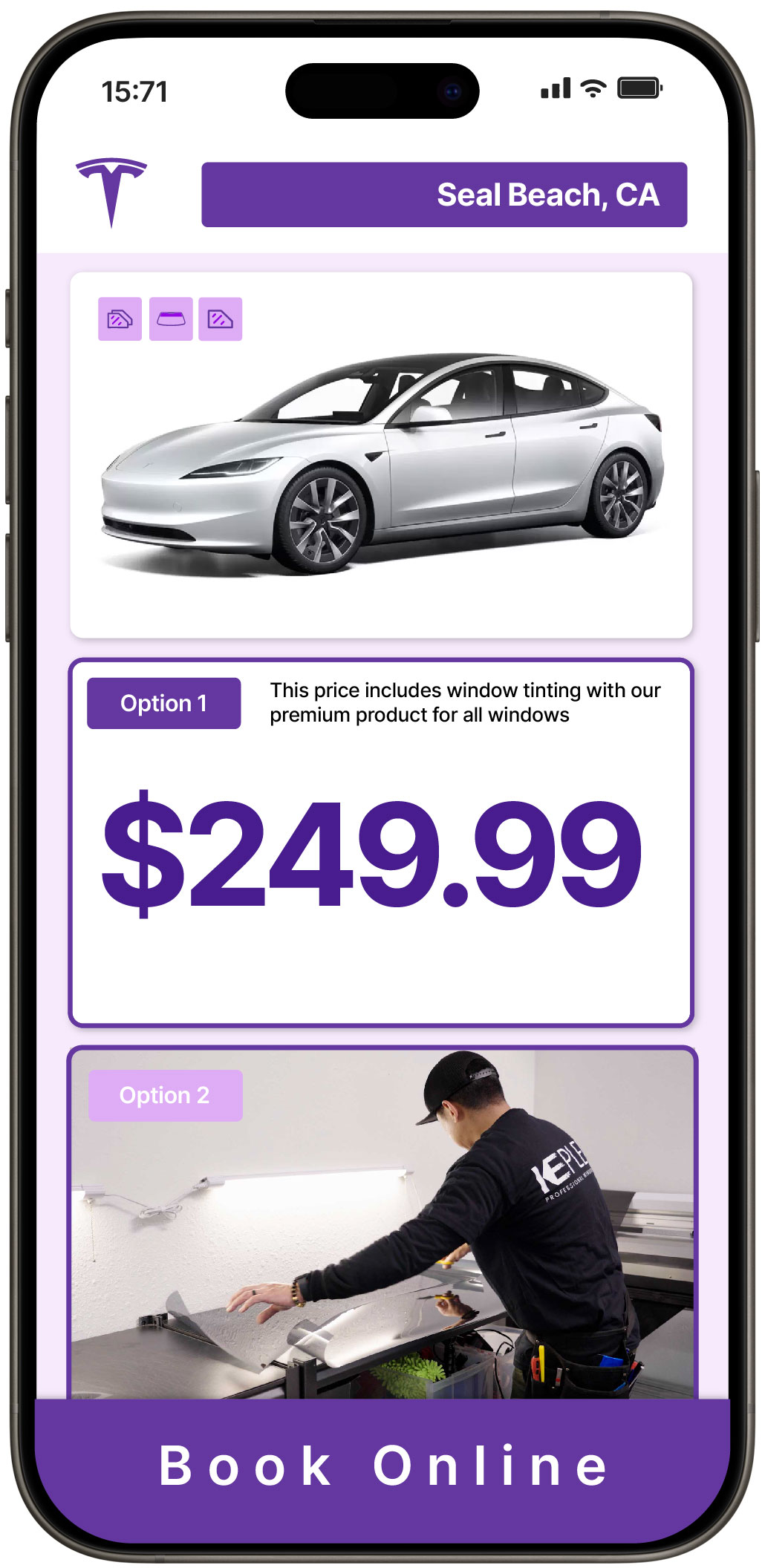 View Affordable Tesla Window Tinting Costs in Seal Beach, California