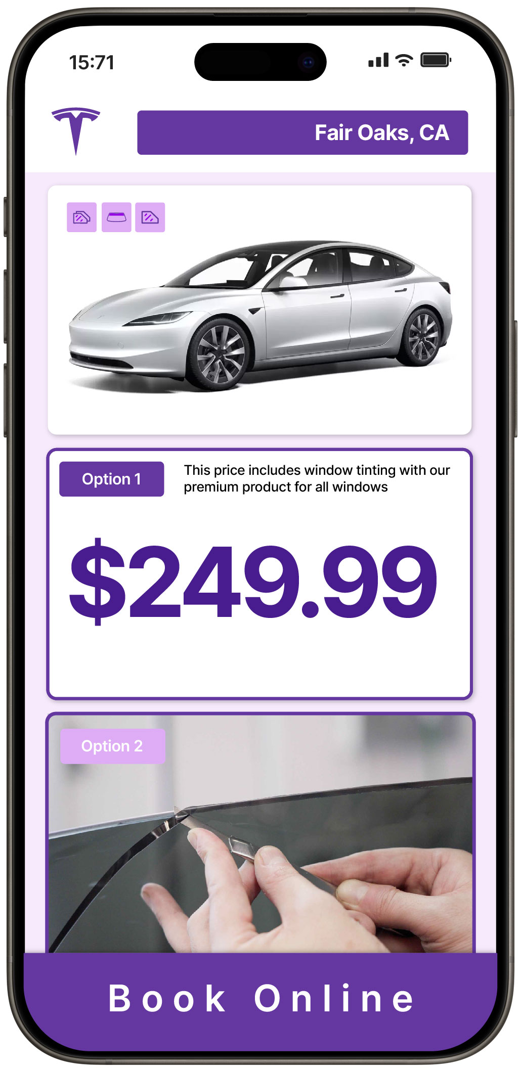 View Affordable Tesla Window Tinting Costs in Fair Oaks, California