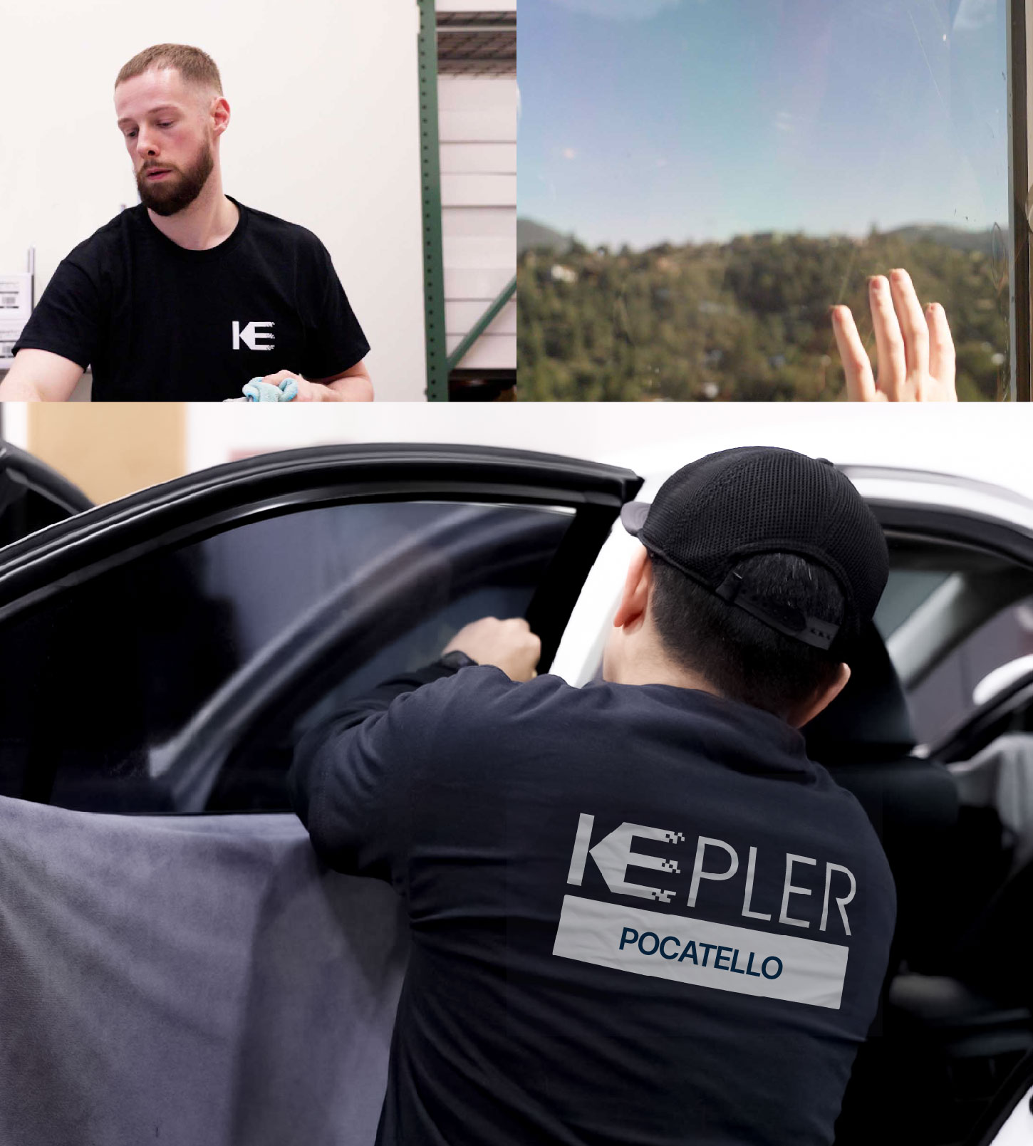 Automotive Window Tinting Expert Applying Film in Pocatello, Idaho