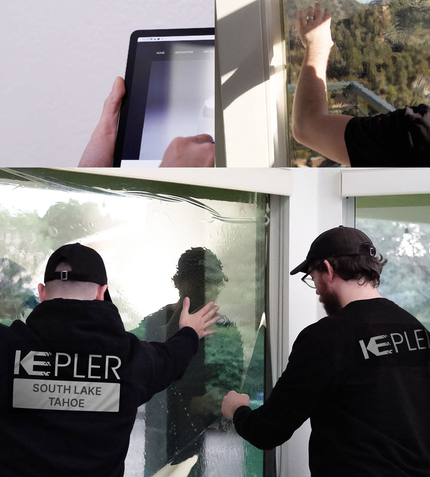 Expert Technician Installing Ceramic Window Tint to Home in South Lake Tahoe