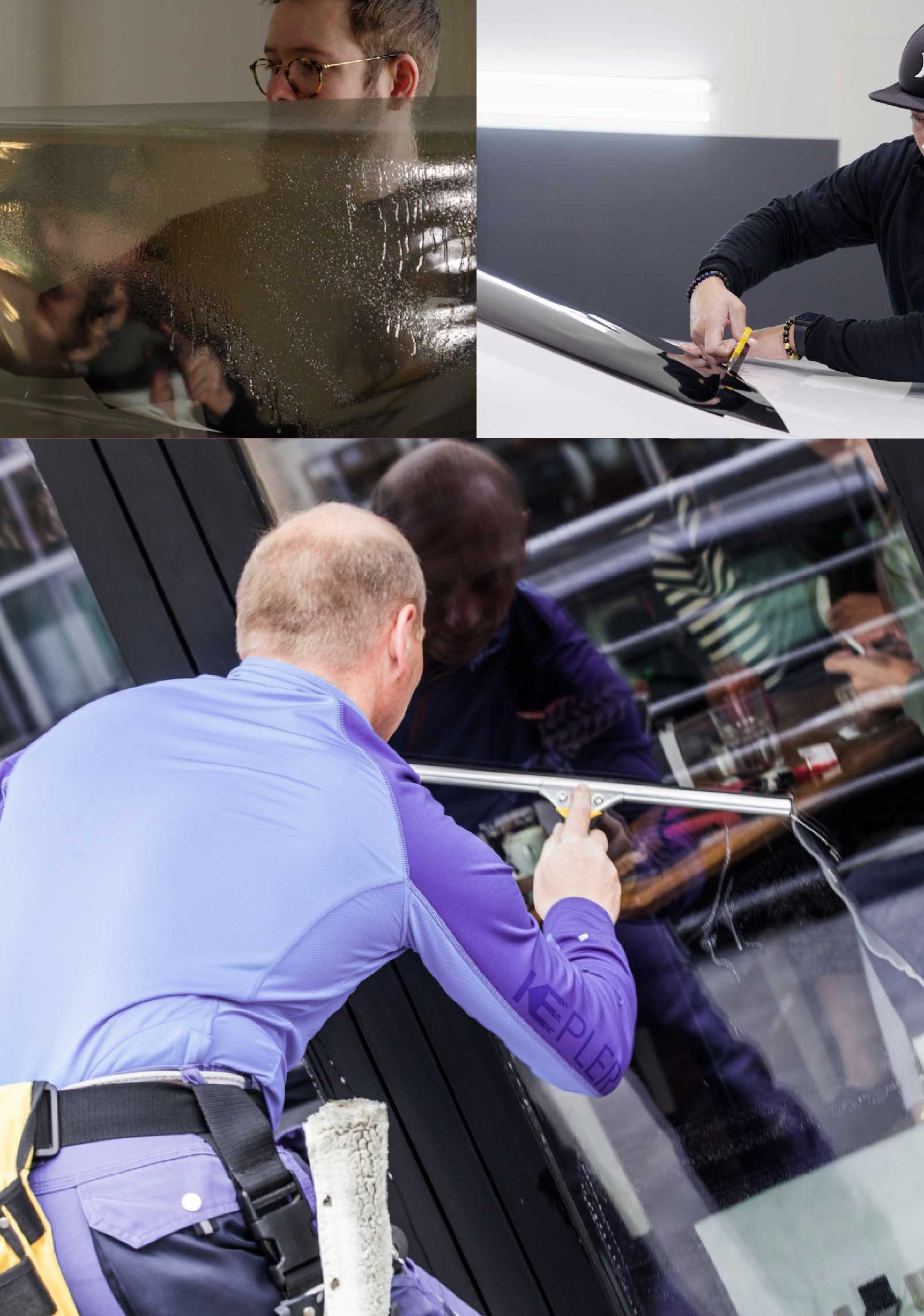 Kepler Skilled Applying Anti-Graffiti Window Film to a Blooming Grove Shop Front