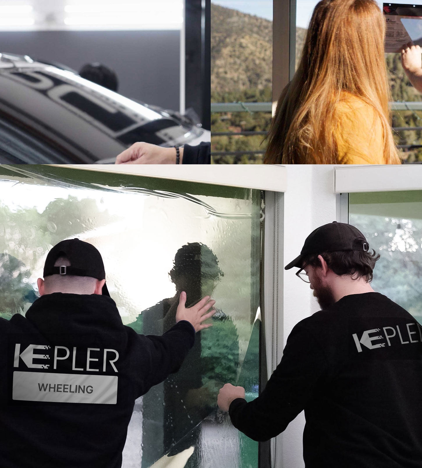 Kepler Technician Fitting Ceramic Window Tint to Home in Wheeling