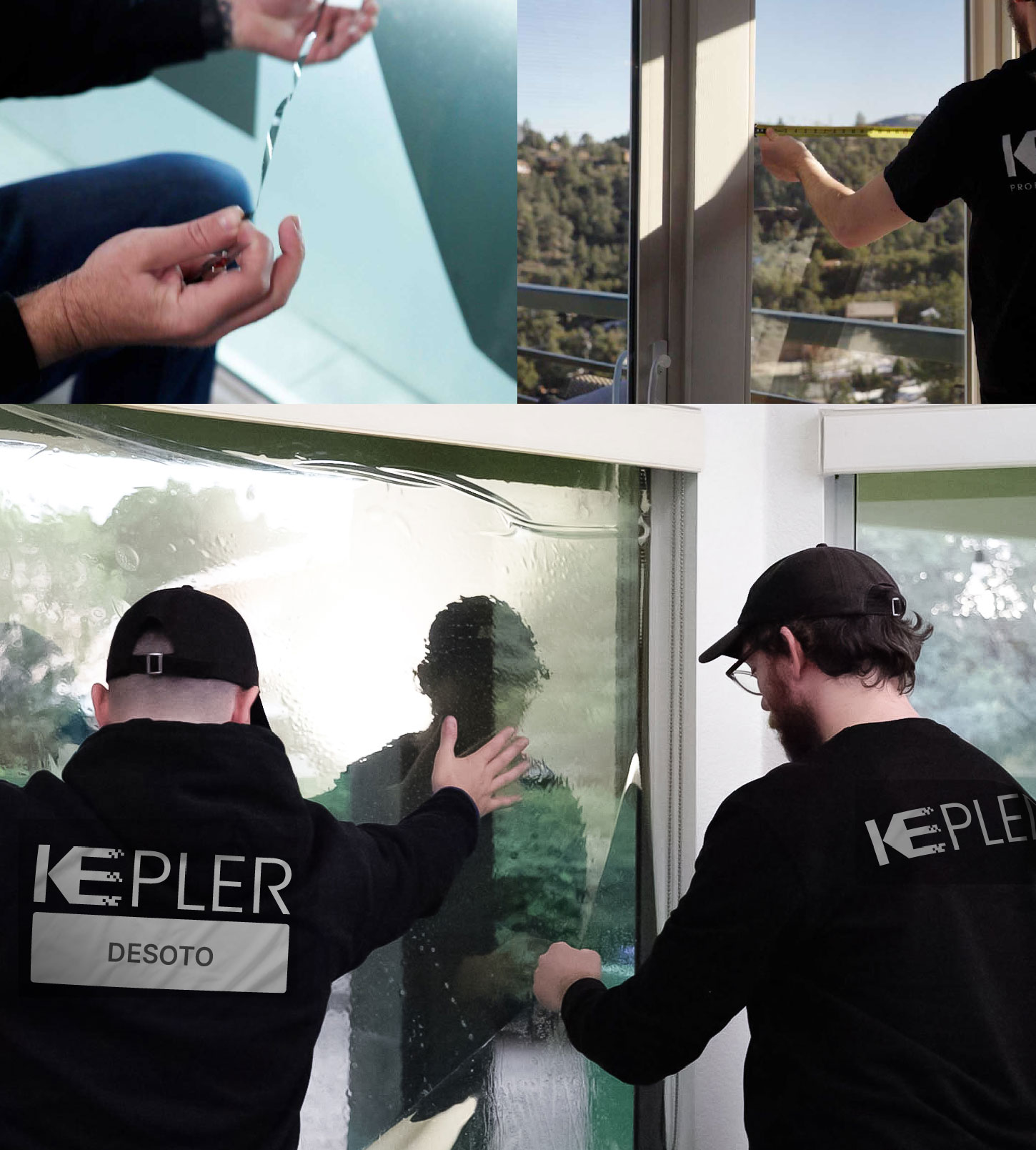 Expert Technician Installing High-tech Window Tint to Home in DeSoto