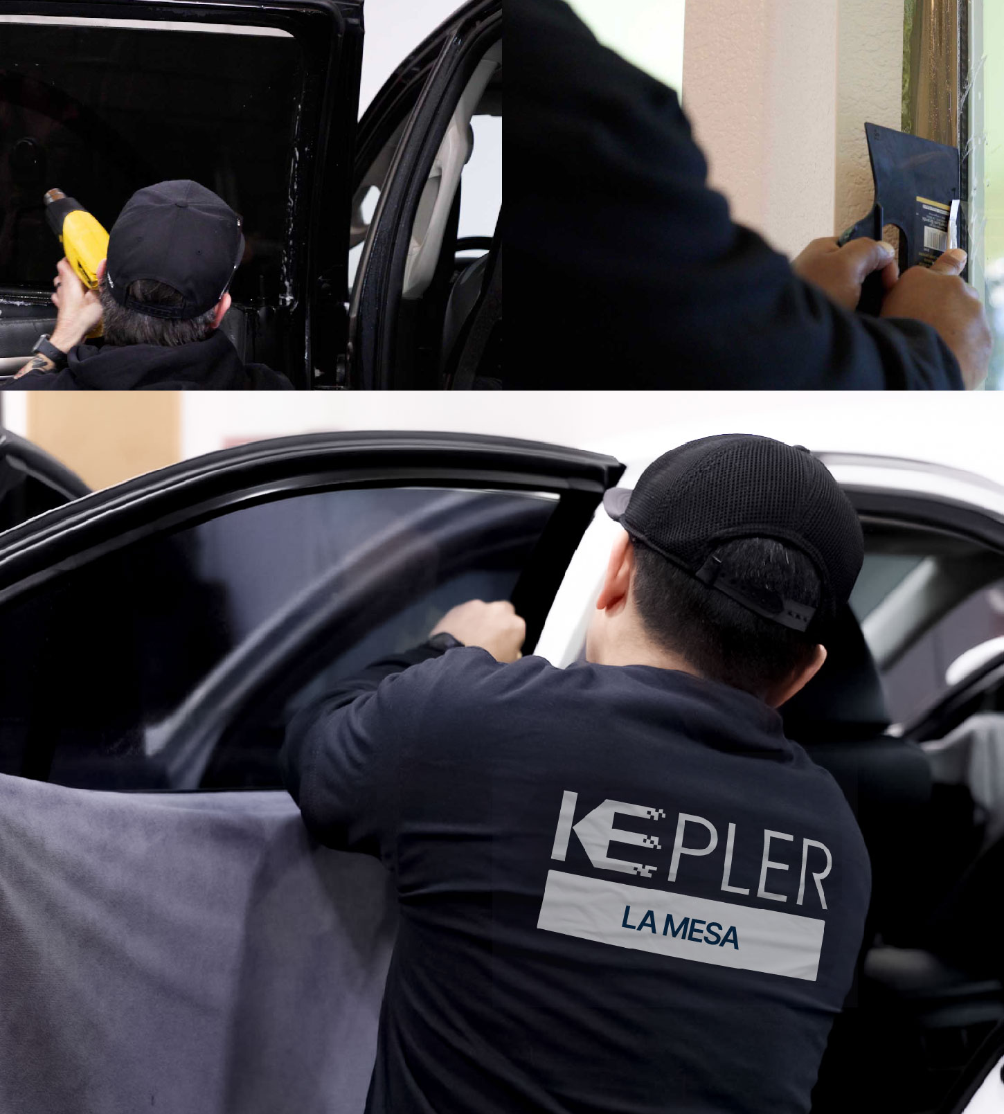 Automotive Window Tinting Expert Applying Film in La Mesa, California