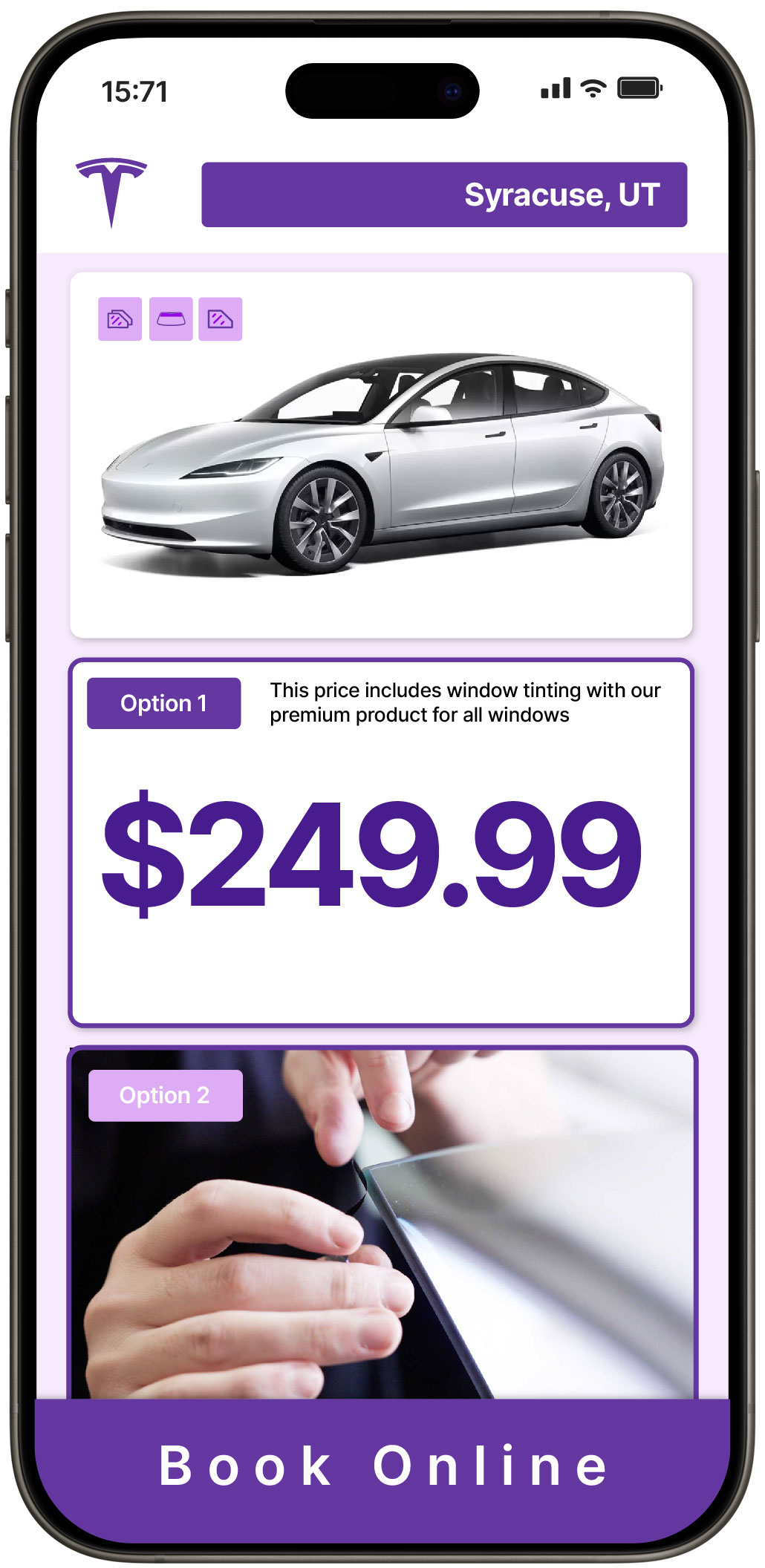 View Affordable Tesla Window Tinting Rates in Syracuse, Utah