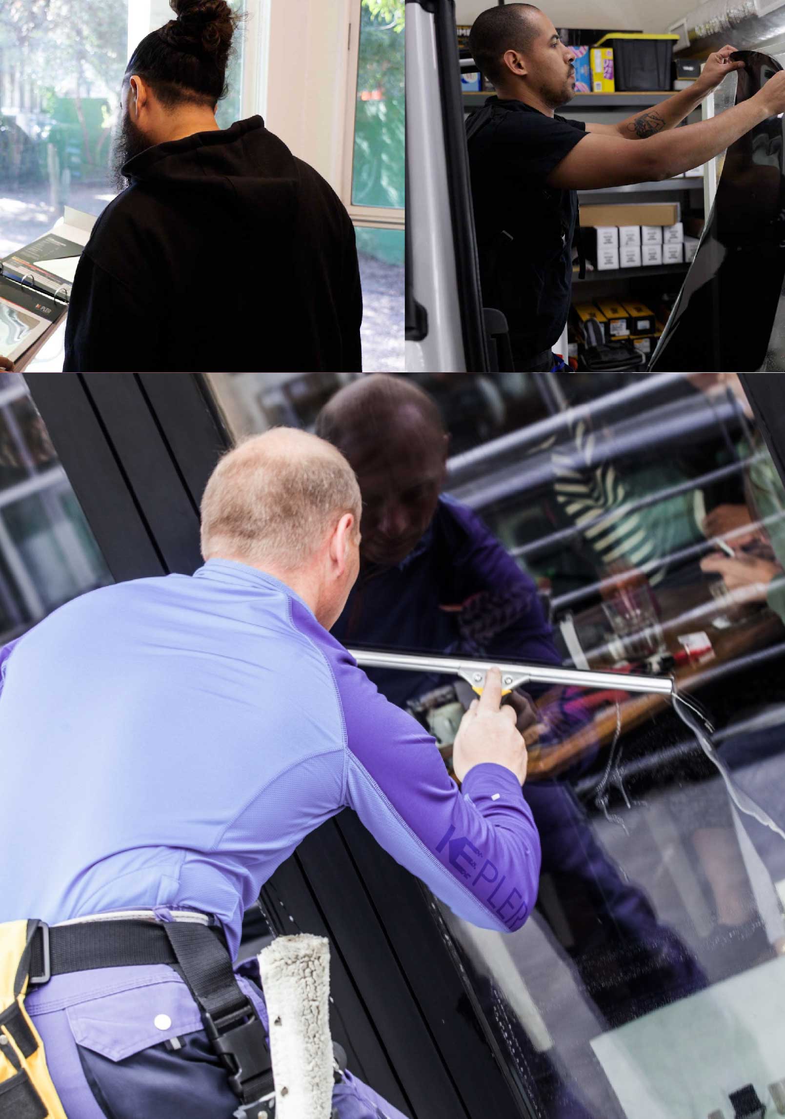 Kepler Skilled Applying Anti-Graffiti Window Film to a Sunland Park Shop Front