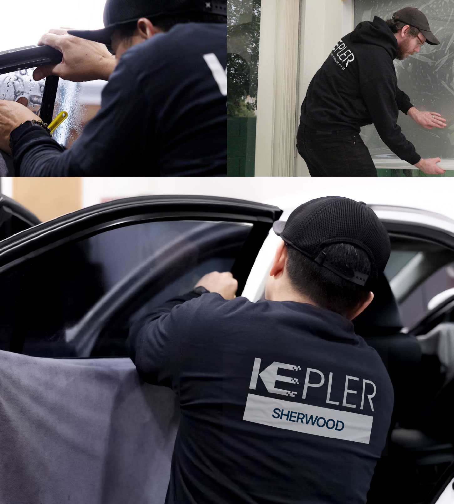 Automotive Window Tinting Expert Applying Film in Sherwood, Oregon