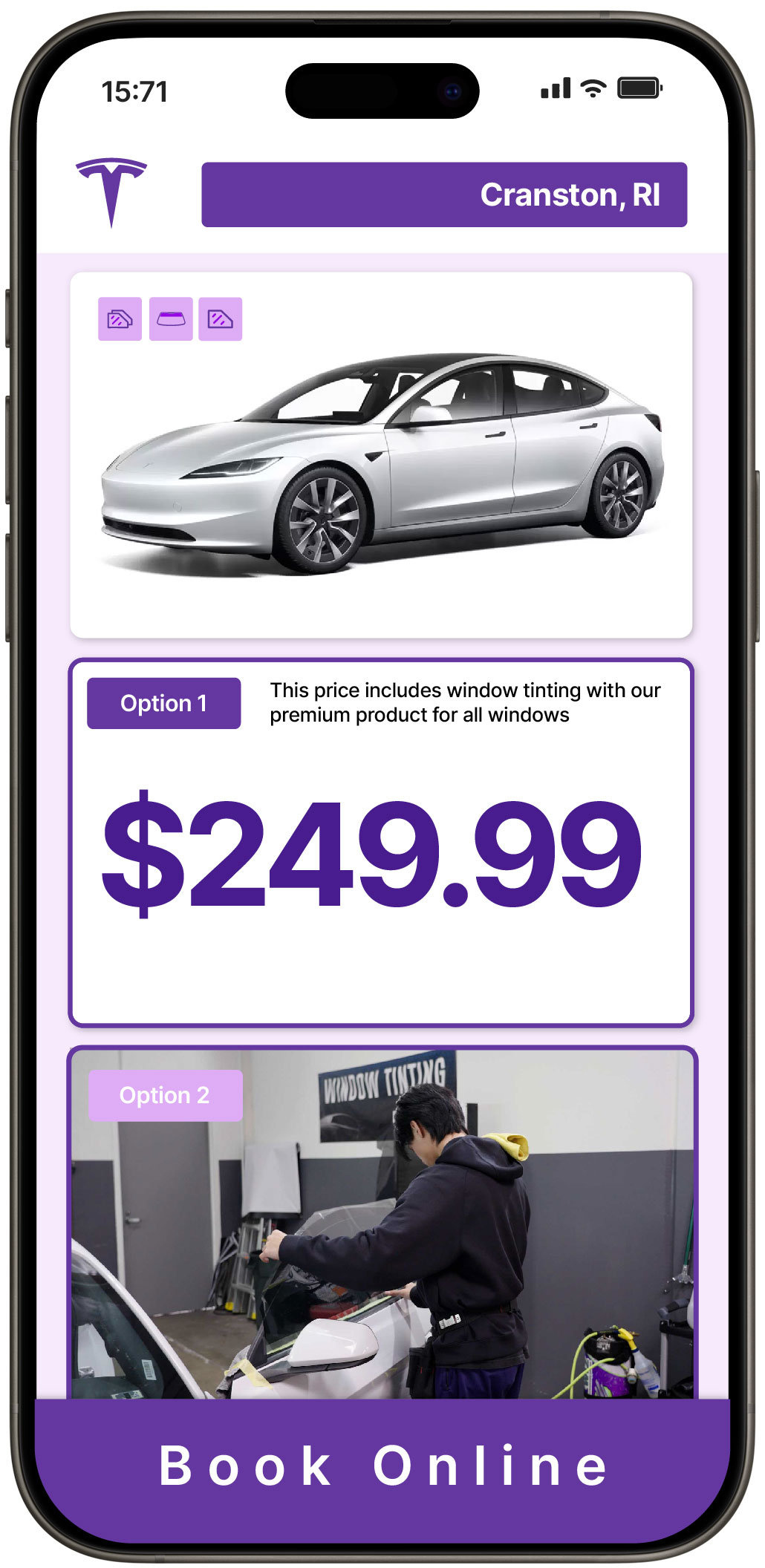 View Competitive Tesla Window Tinting Costs in Cranston, Rhode Island